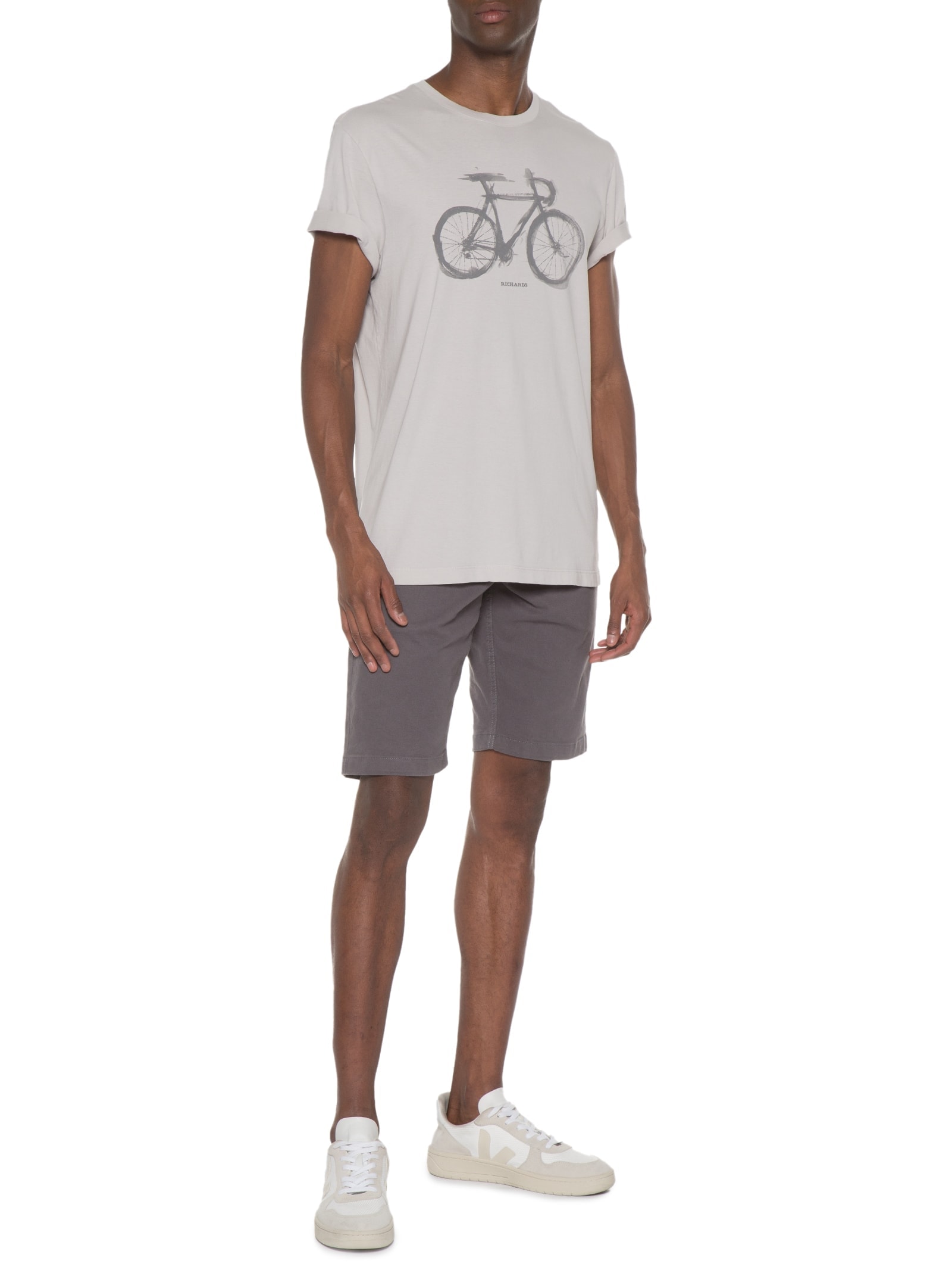Camiseta Masculina Watercolour Bike Manga Curta Cinza Richards