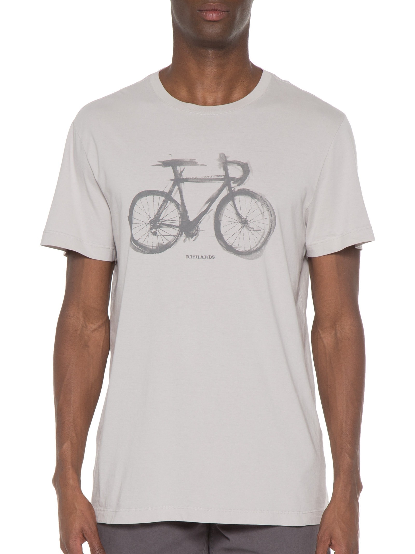 Camiseta Masculina Watercolour Bike Manga Curta Cinza Richards