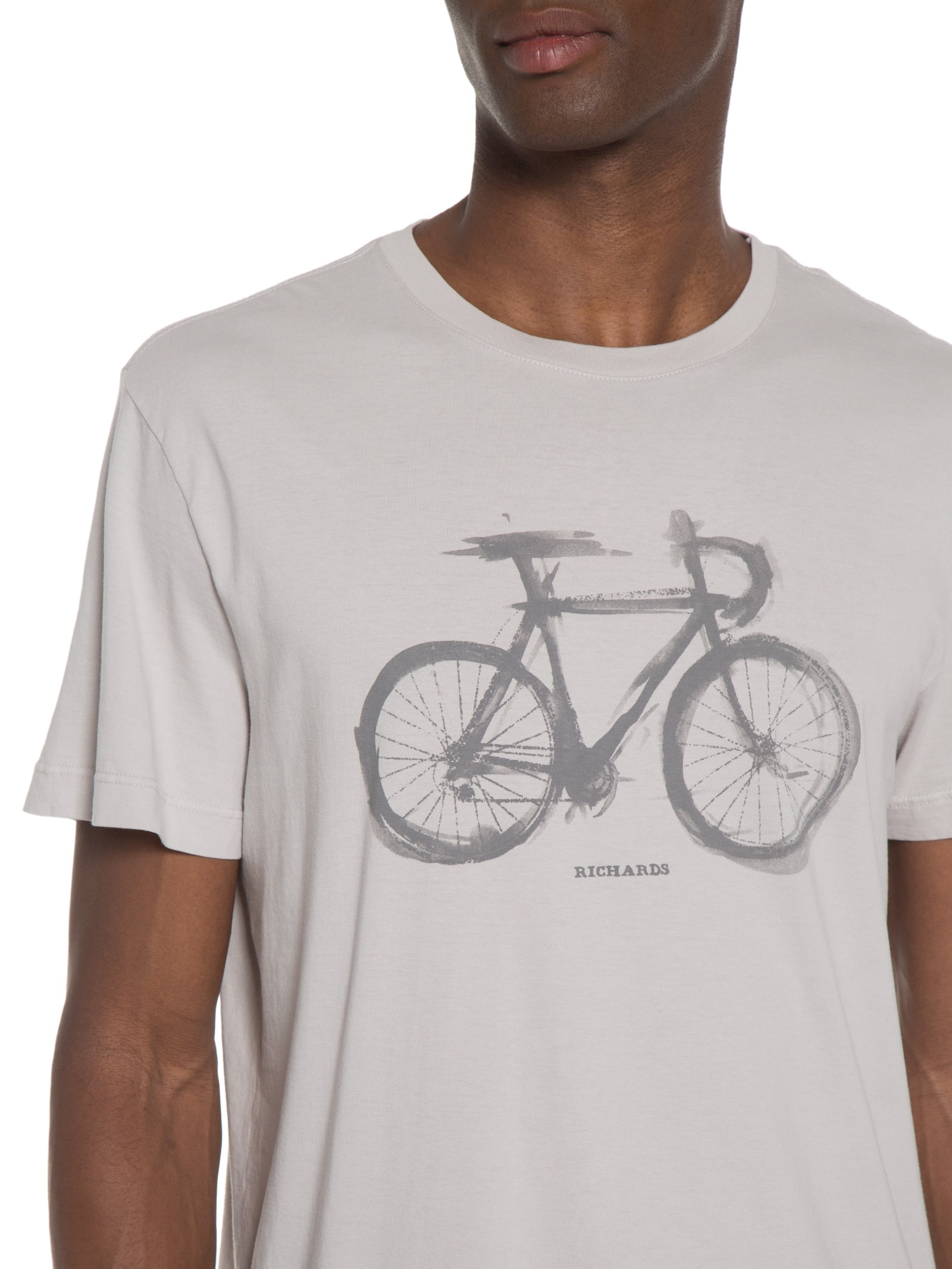 Camiseta Masculina Watercolour Bike Manga Curta Cinza Richards