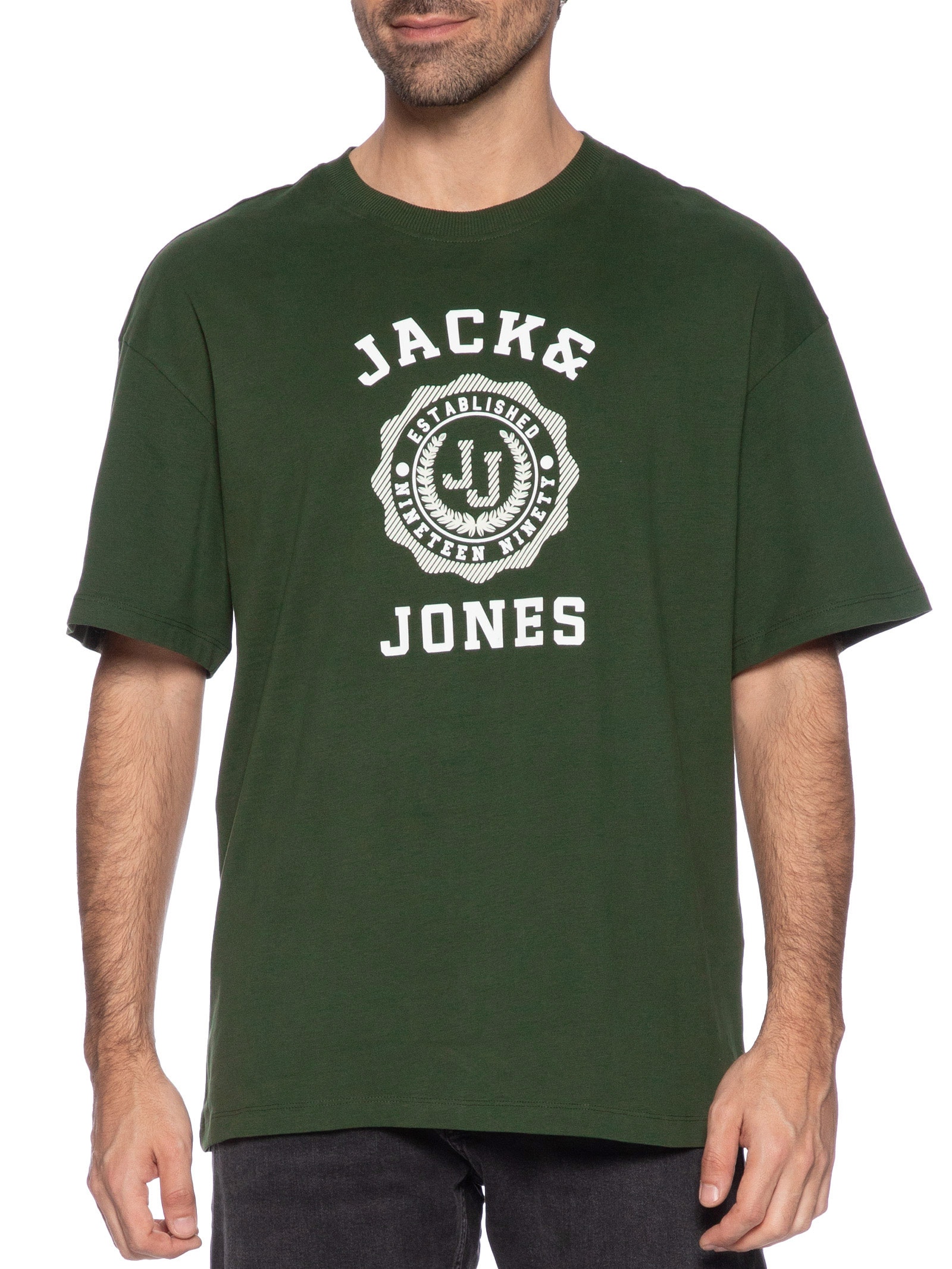 Camiseta Masculina Wide Fit Estampada Verde Jack & Jones
