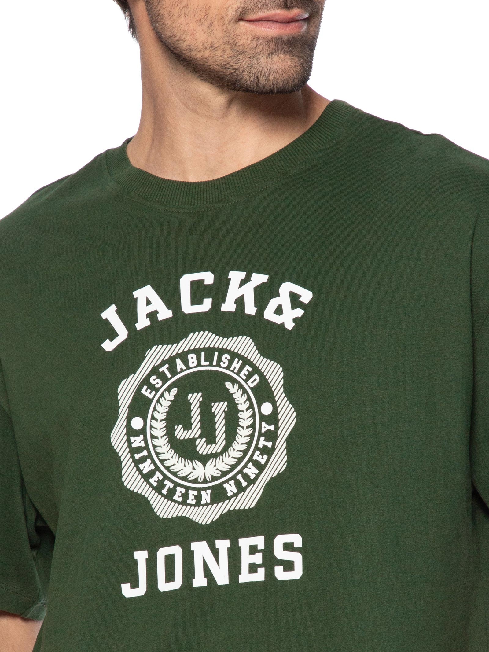 Camiseta Masculina Wide Fit Estampada Verde Jack & Jones