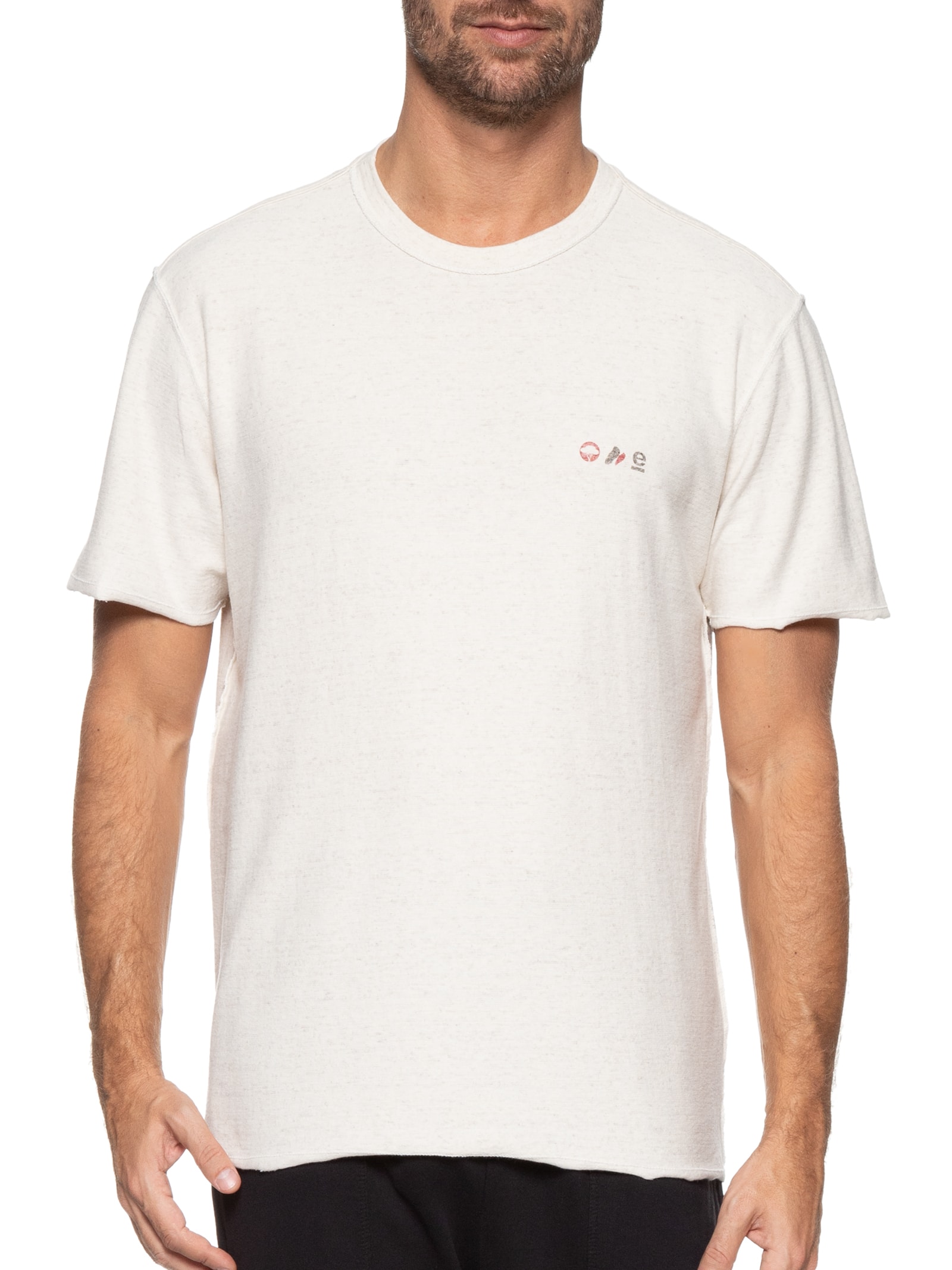 Camiseta Masculino Double Juta Ag Manga Curta Bege Osklen