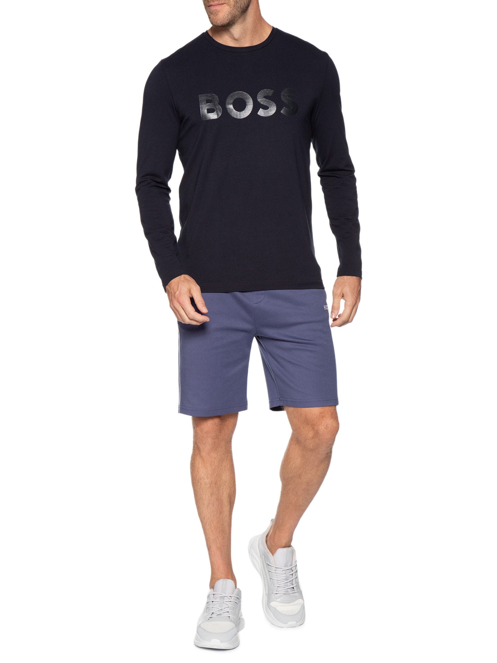 Camiseta Masculino Manga Longa Togn 3 Azul Boss