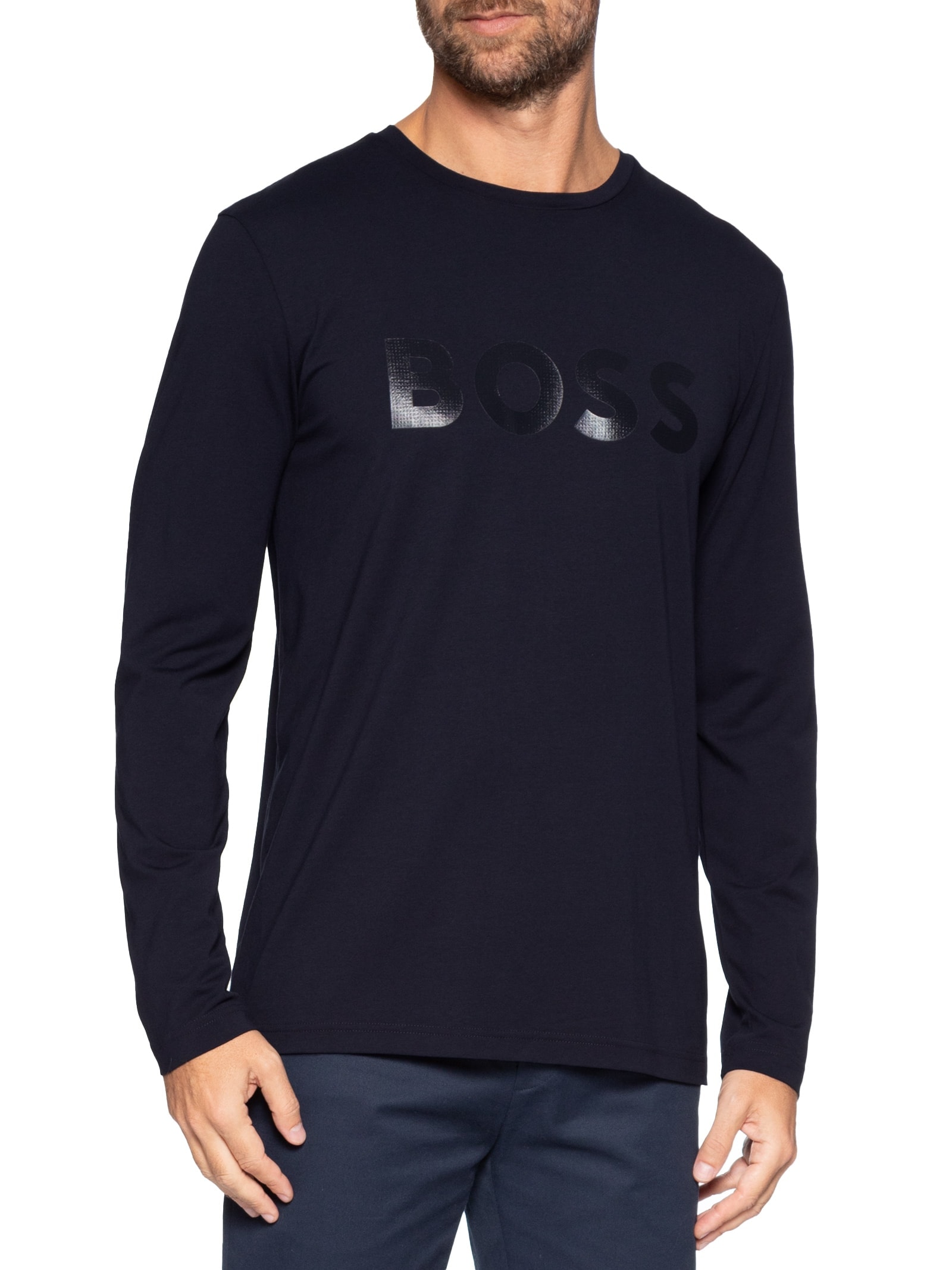 Camiseta Masculino Manga Longa Togn 3 Azul Boss