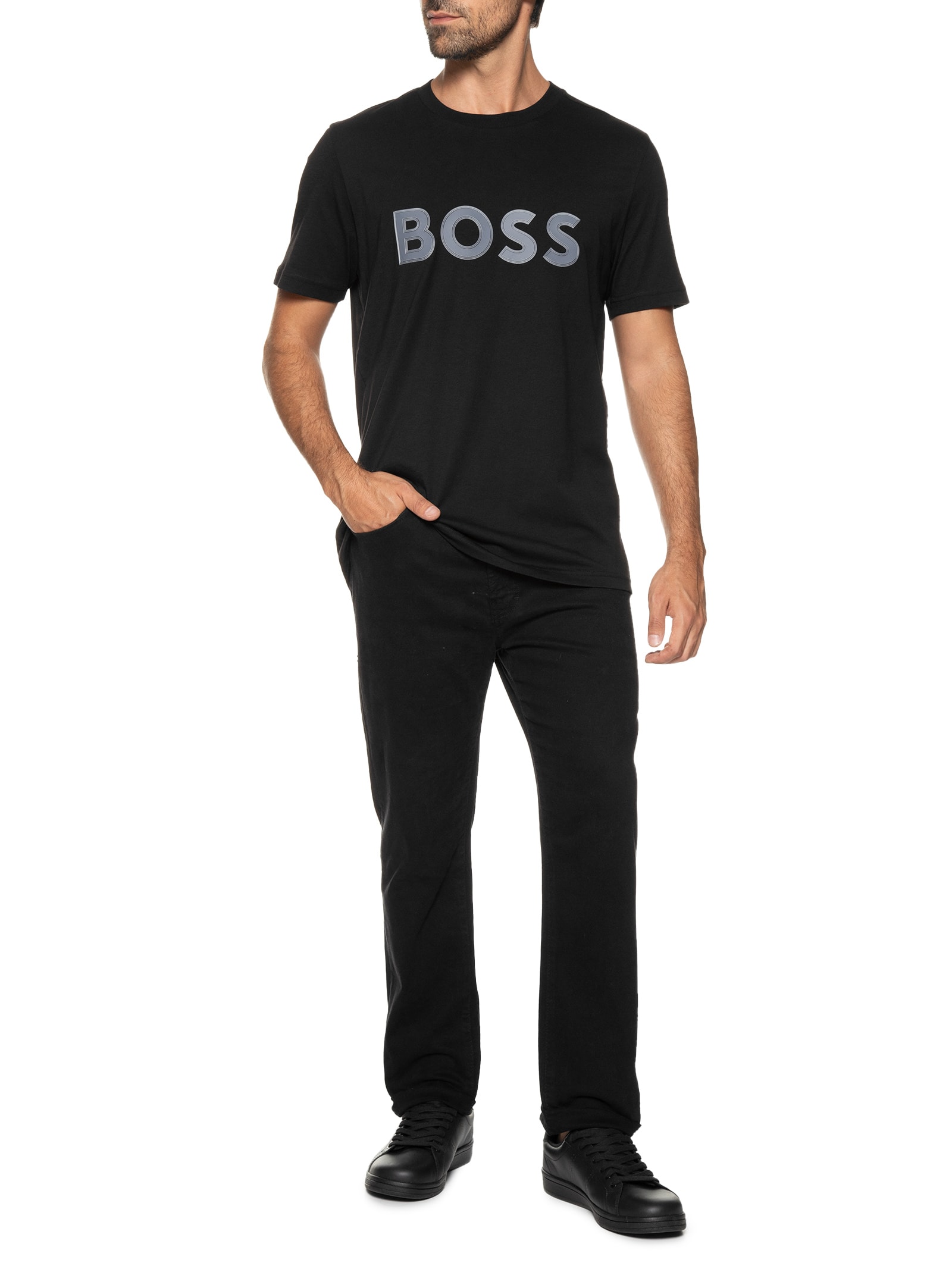 Camiseta Masculna Logo Preto Boss