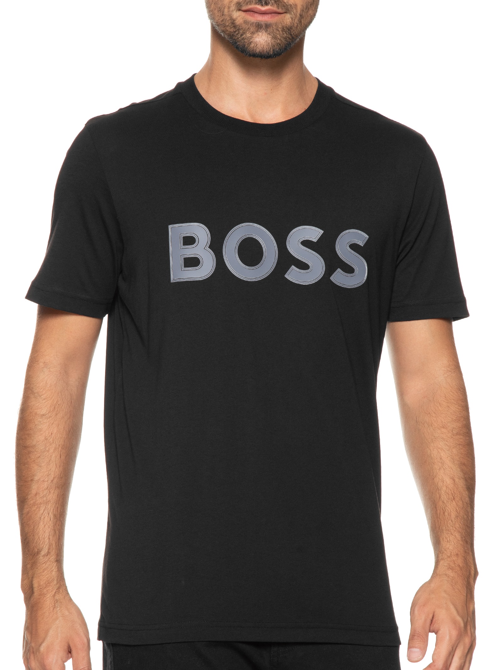 Camiseta Masculna Logo Preto Boss