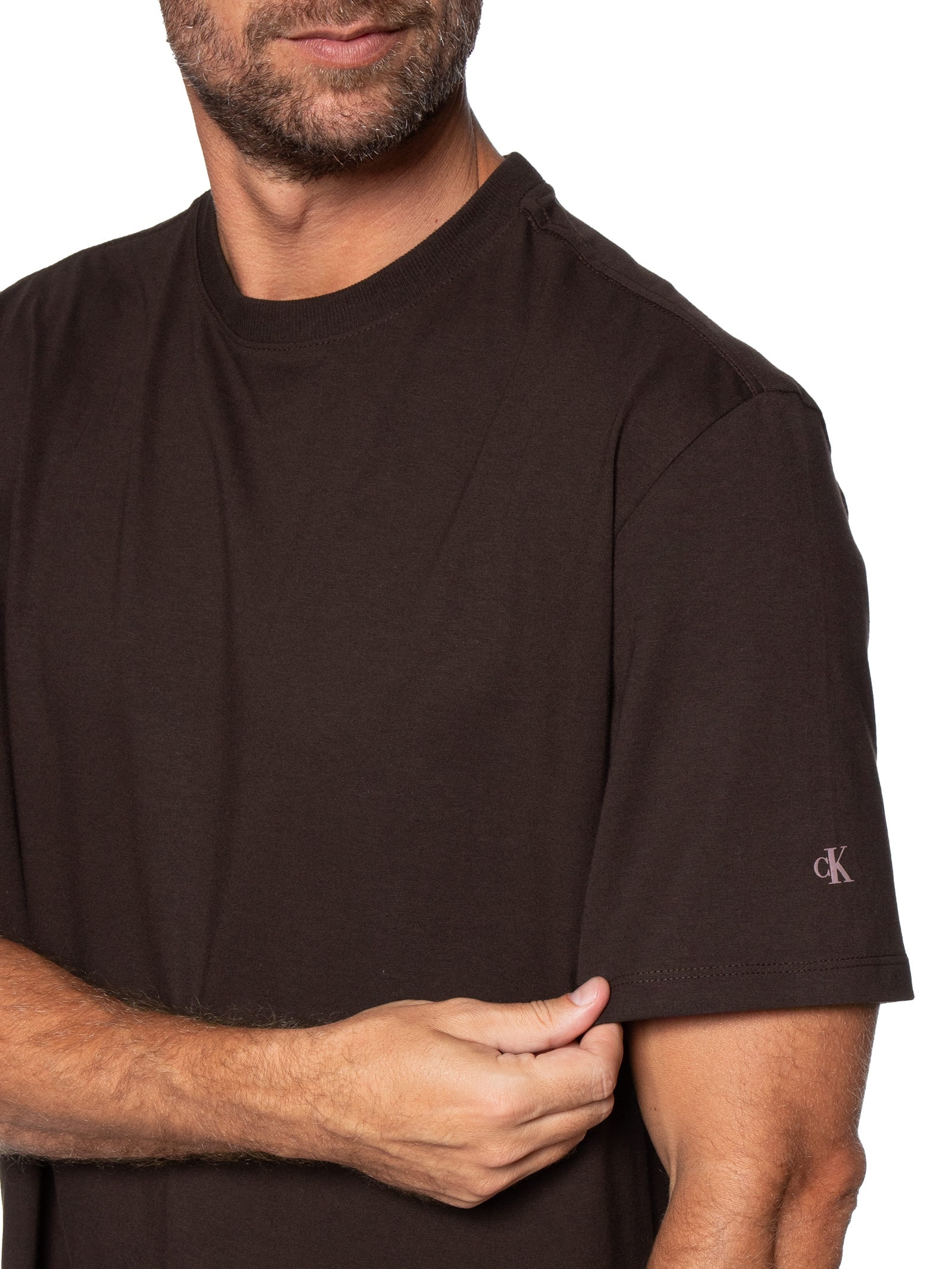 Camiseta MC CKJ Masculino Oversized Marrom Calvin Klein Jeans
