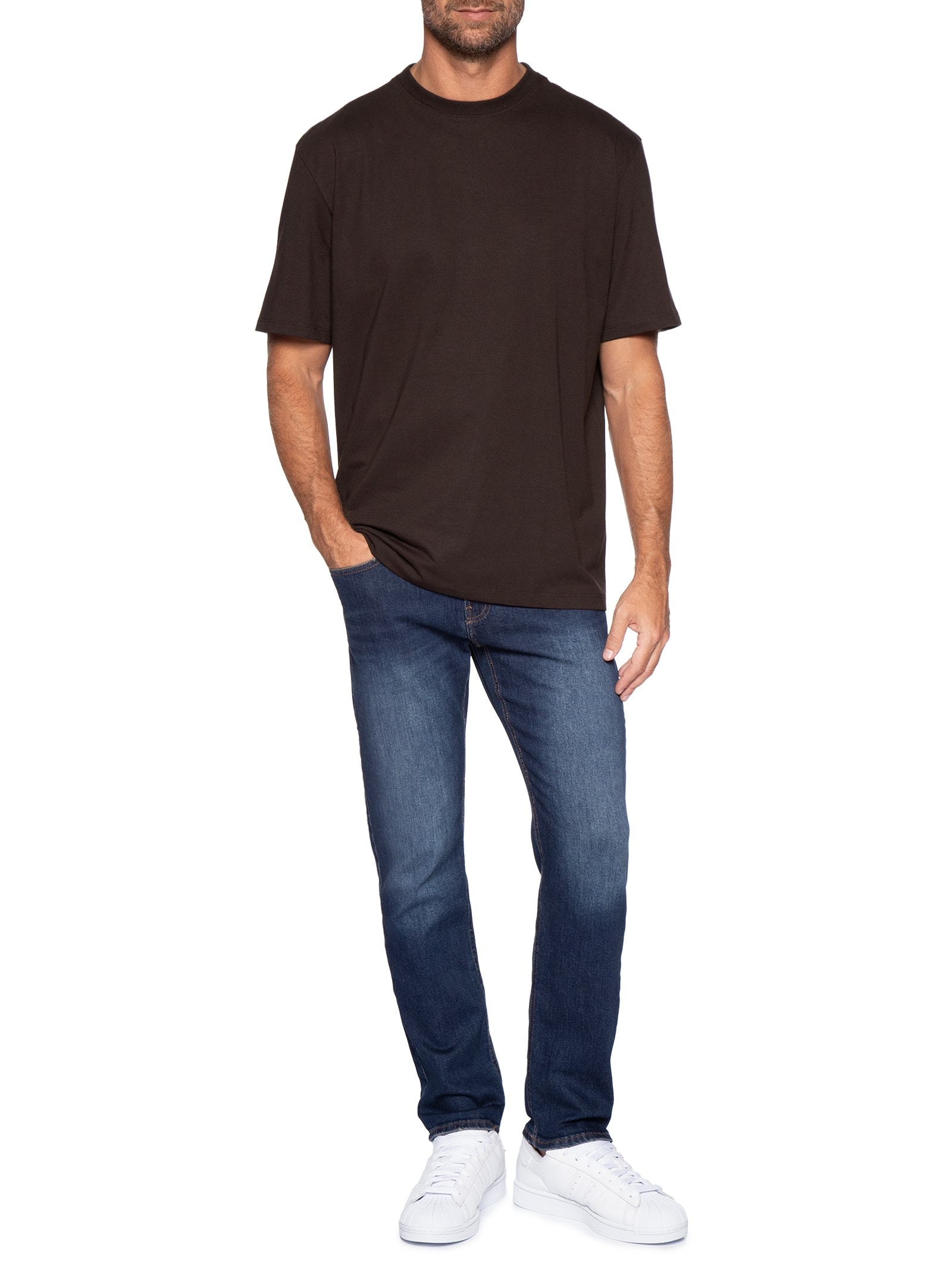 Camiseta MC CKJ Masculino Oversized Marrom Calvin Klein Jeans