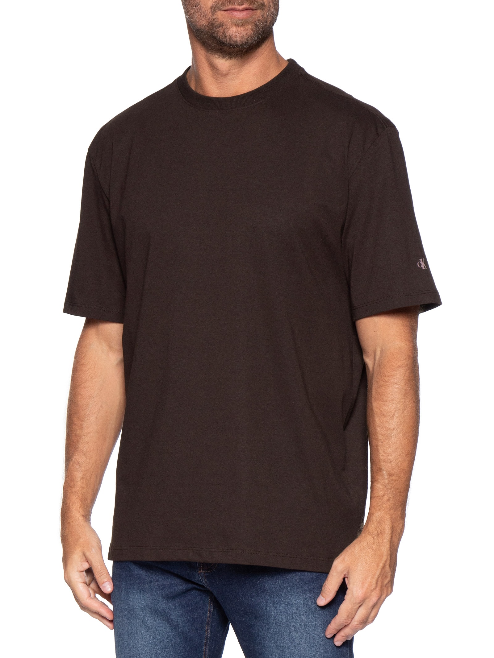 Camiseta MC CKJ Masculino Oversized – Marrom Calvin Klein Jeans