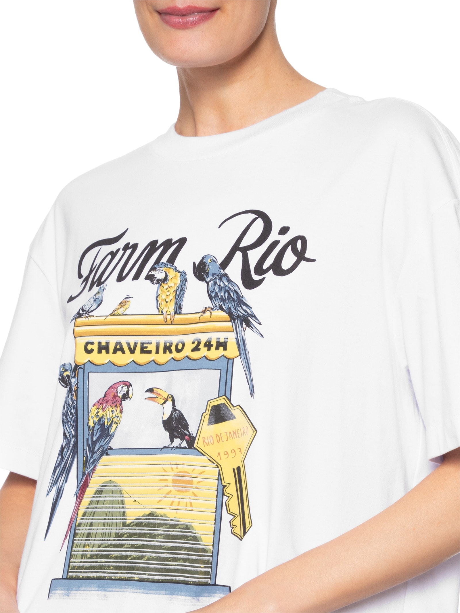 Camiseta Média Chaveiro Farm Rio – Branco Farm