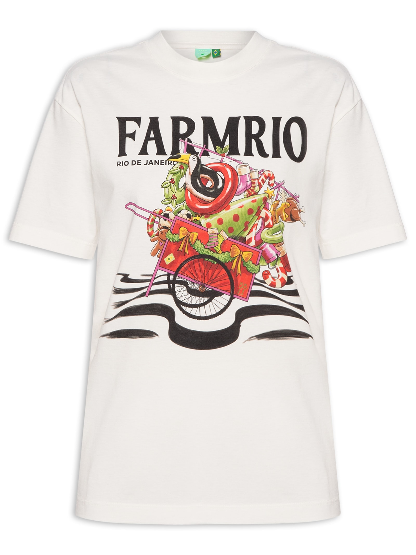 Camiseta Media Papai Noel Da Praia Branco Farm
