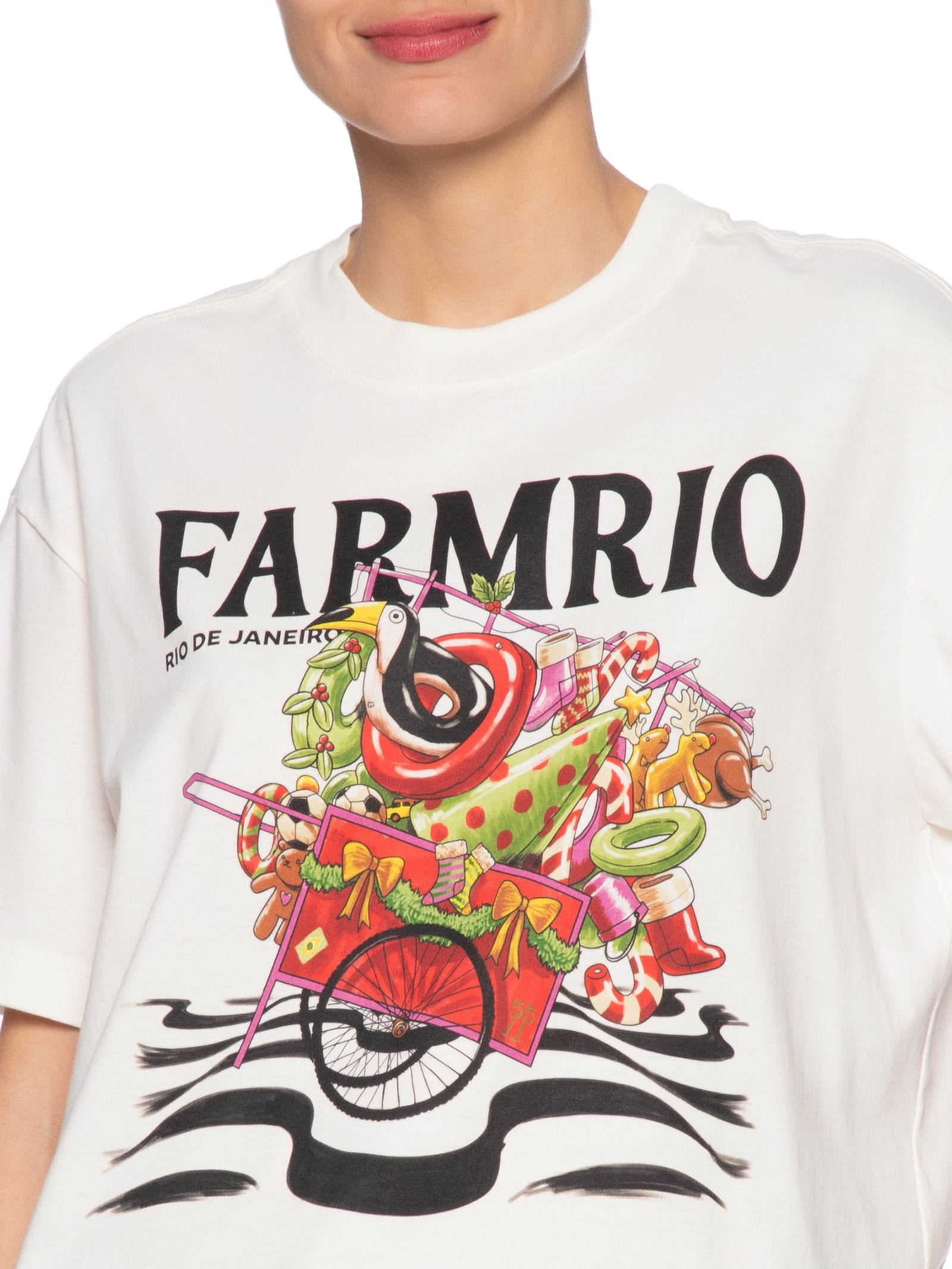 Camiseta Media Papai Noel Da Praia Branco Farm