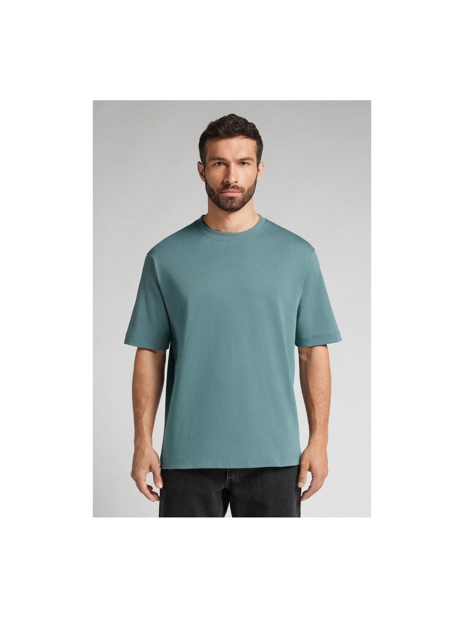 Camiseta Oversized Interlock Em Algodão Verde Intimissimi