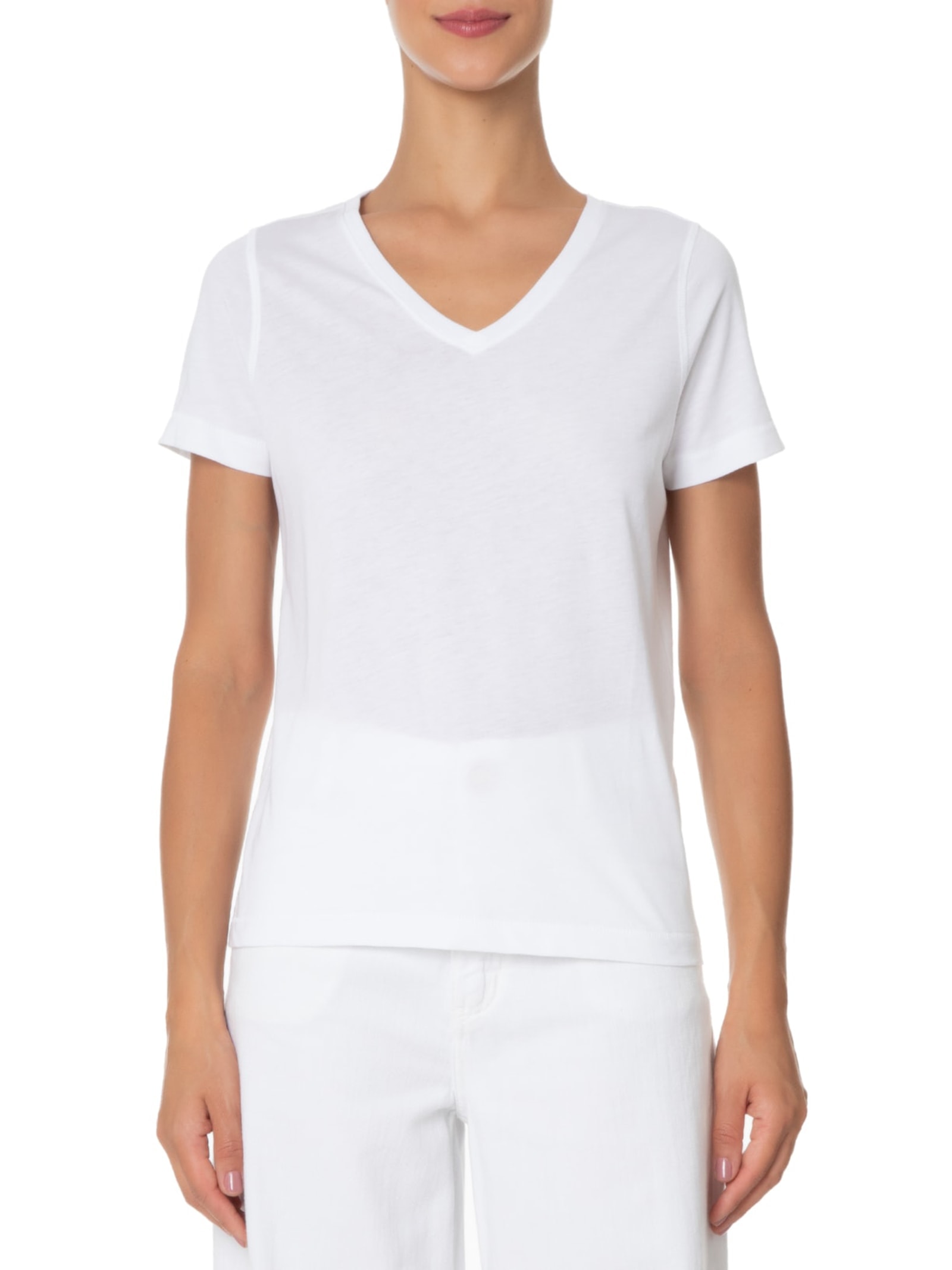 Camiseta Pima Manga Curta Gola V Branco '2Essential