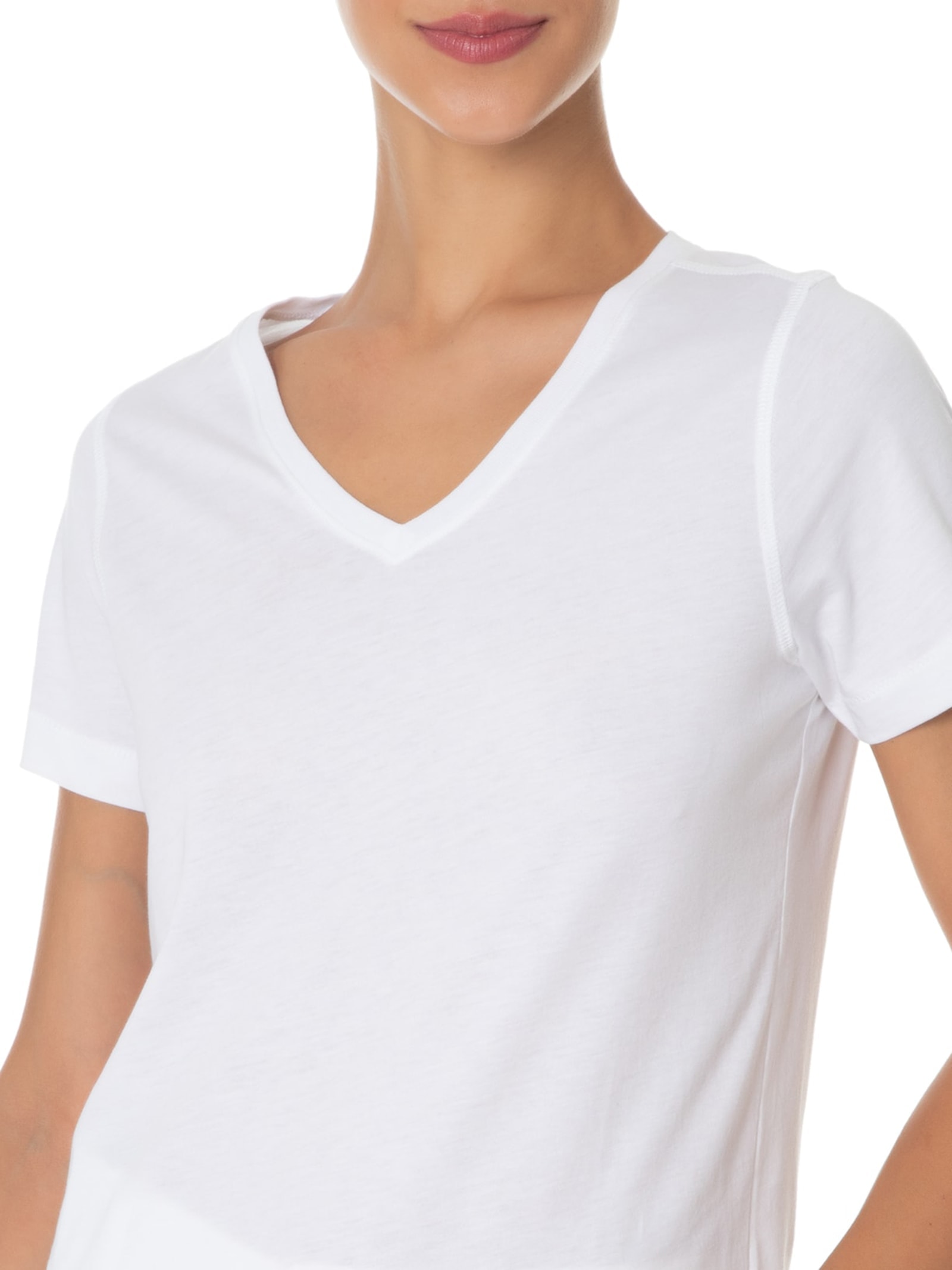 Camiseta Pima Manga Curta Gola V Branco '2Essential