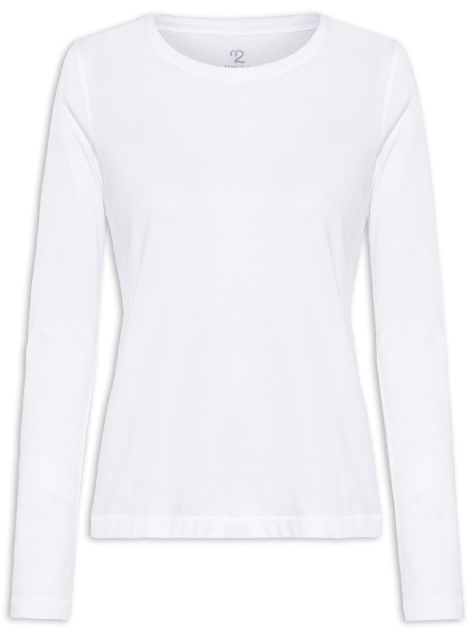 Camiseta Pima Manga Longa Decote U Branco '2Essential