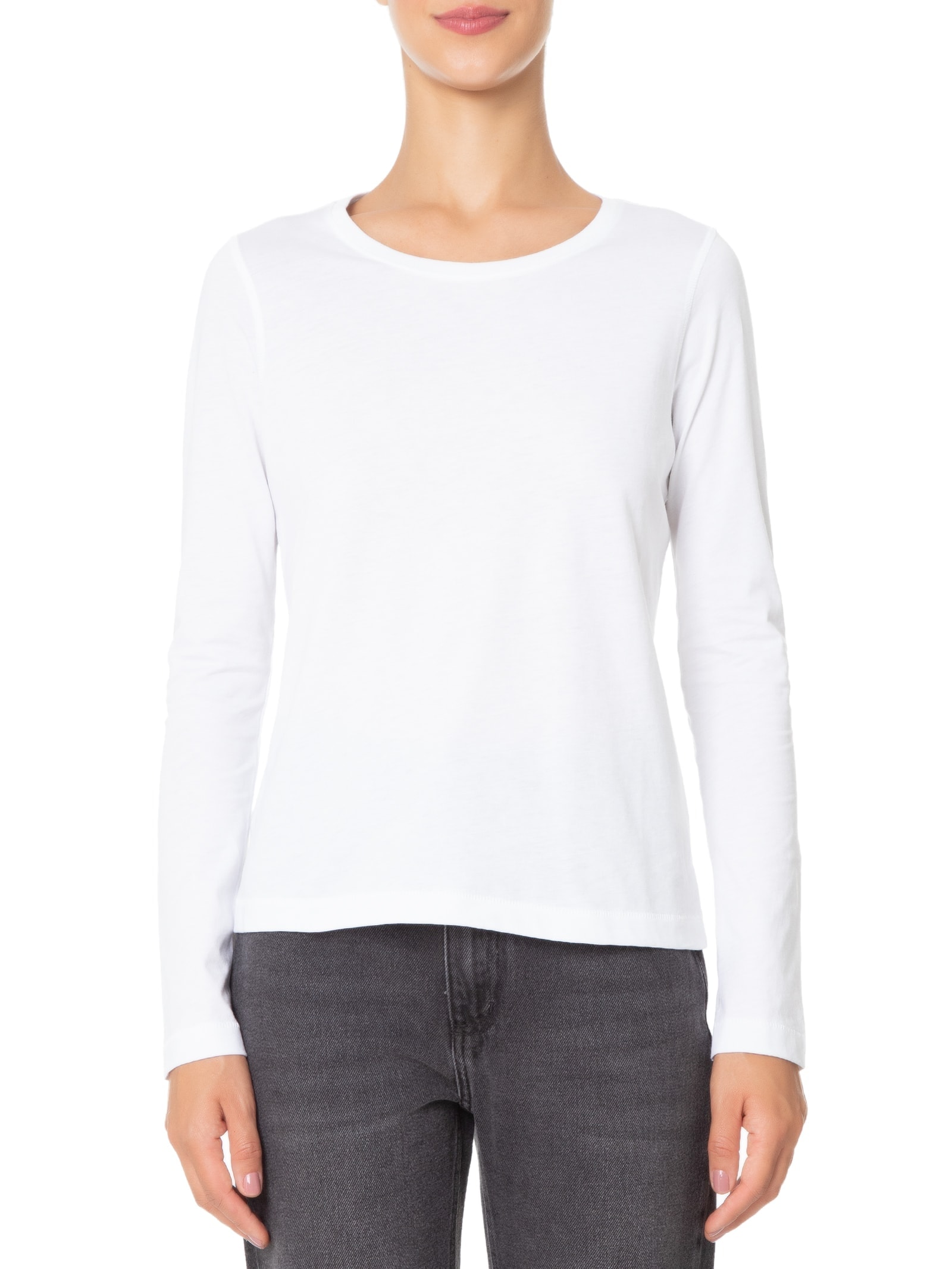 Camiseta Pima Manga Longa Decote U Branco '2Essential