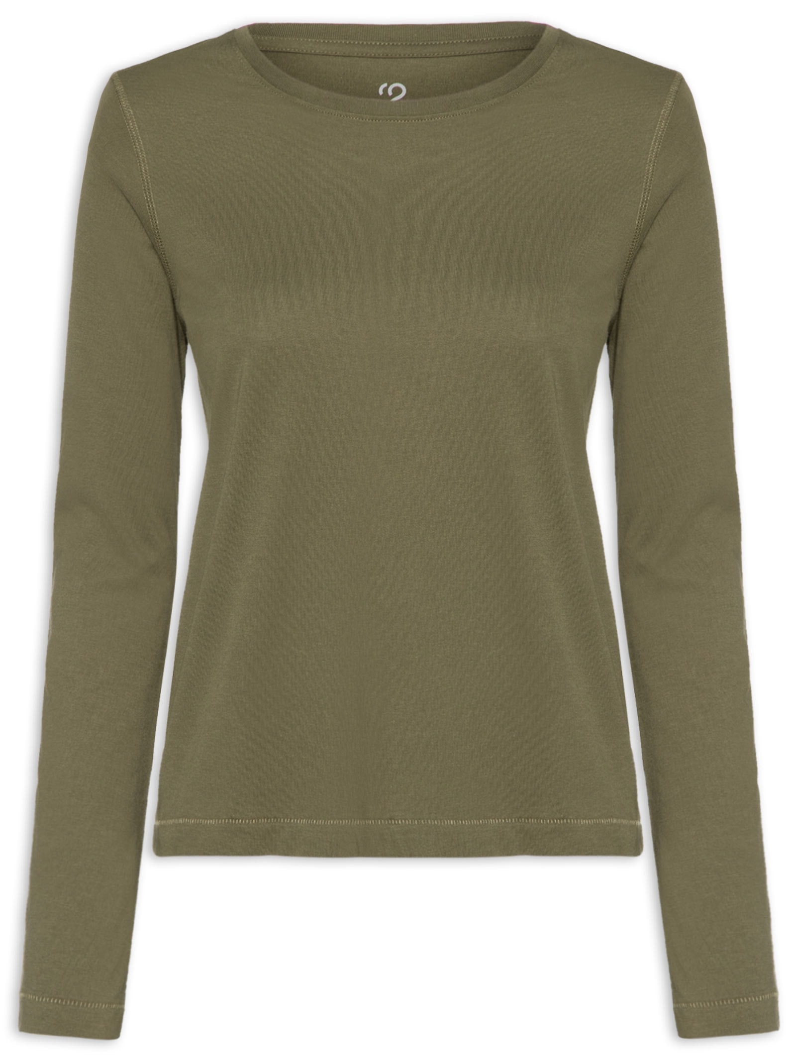 Camiseta Pima Manga Longa Decote U Verde '2Essential