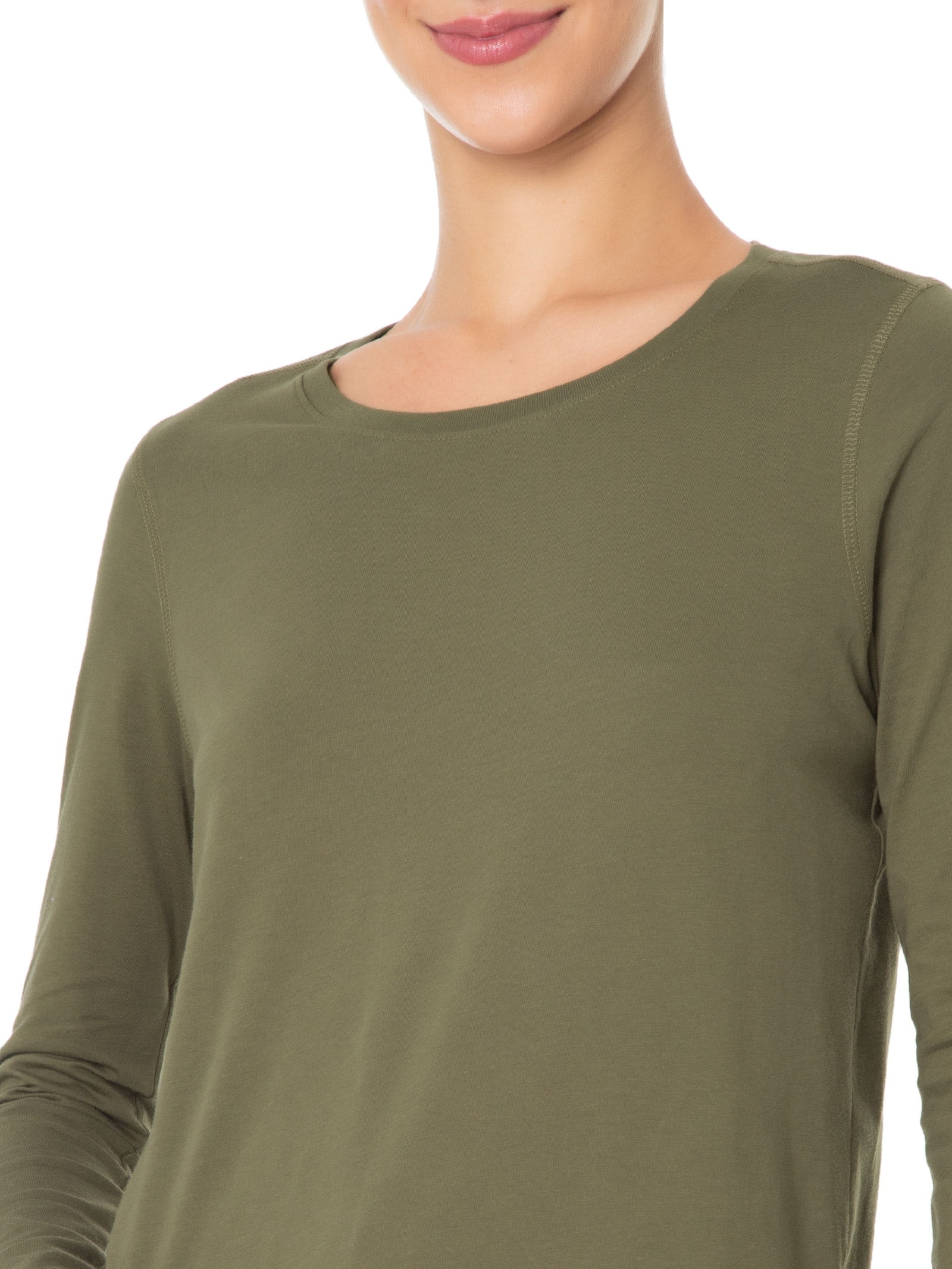 Camiseta Pima Manga Longa Decote U Verde '2Essential
