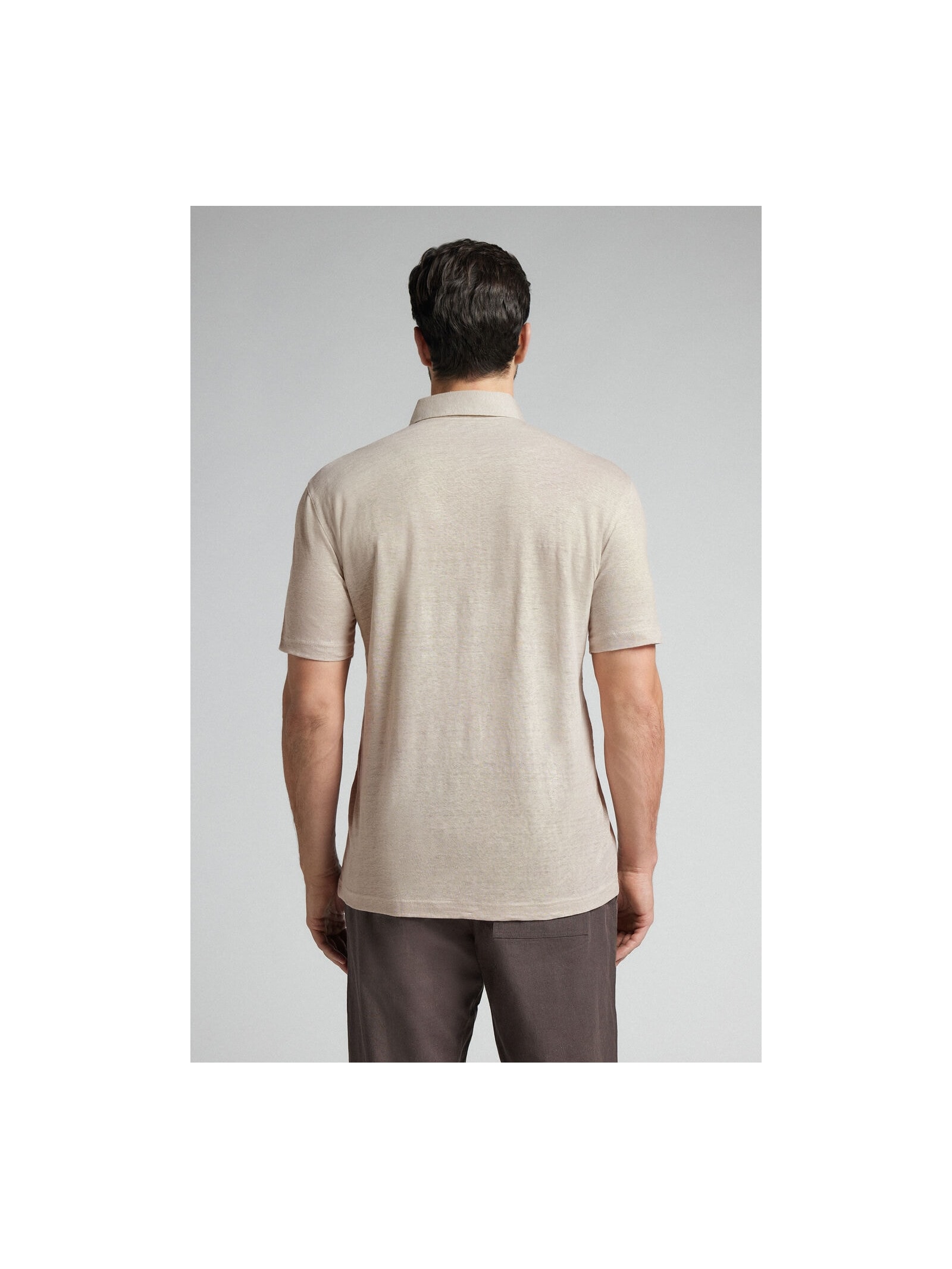 Camiseta Polo De Manga Curta Em Linho Preto Intimissimi
