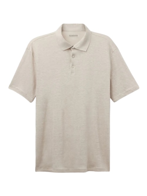 Camiseta Polo De Manga Curta Em Linho – Preto