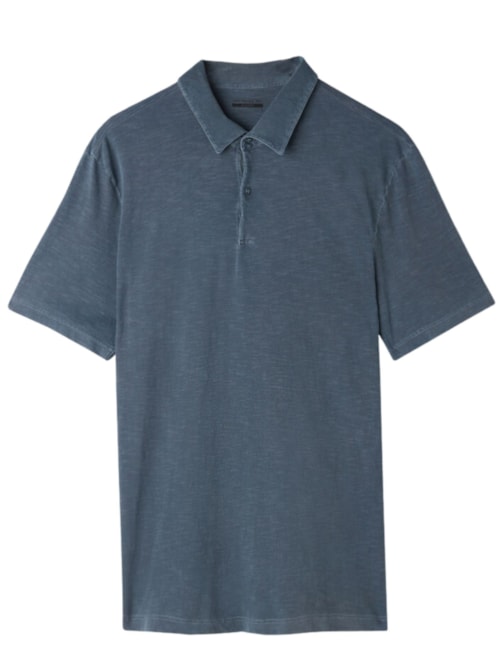 Camiseta Polo De Manga Curta Washed Collection Em Algodão Slub – Azul