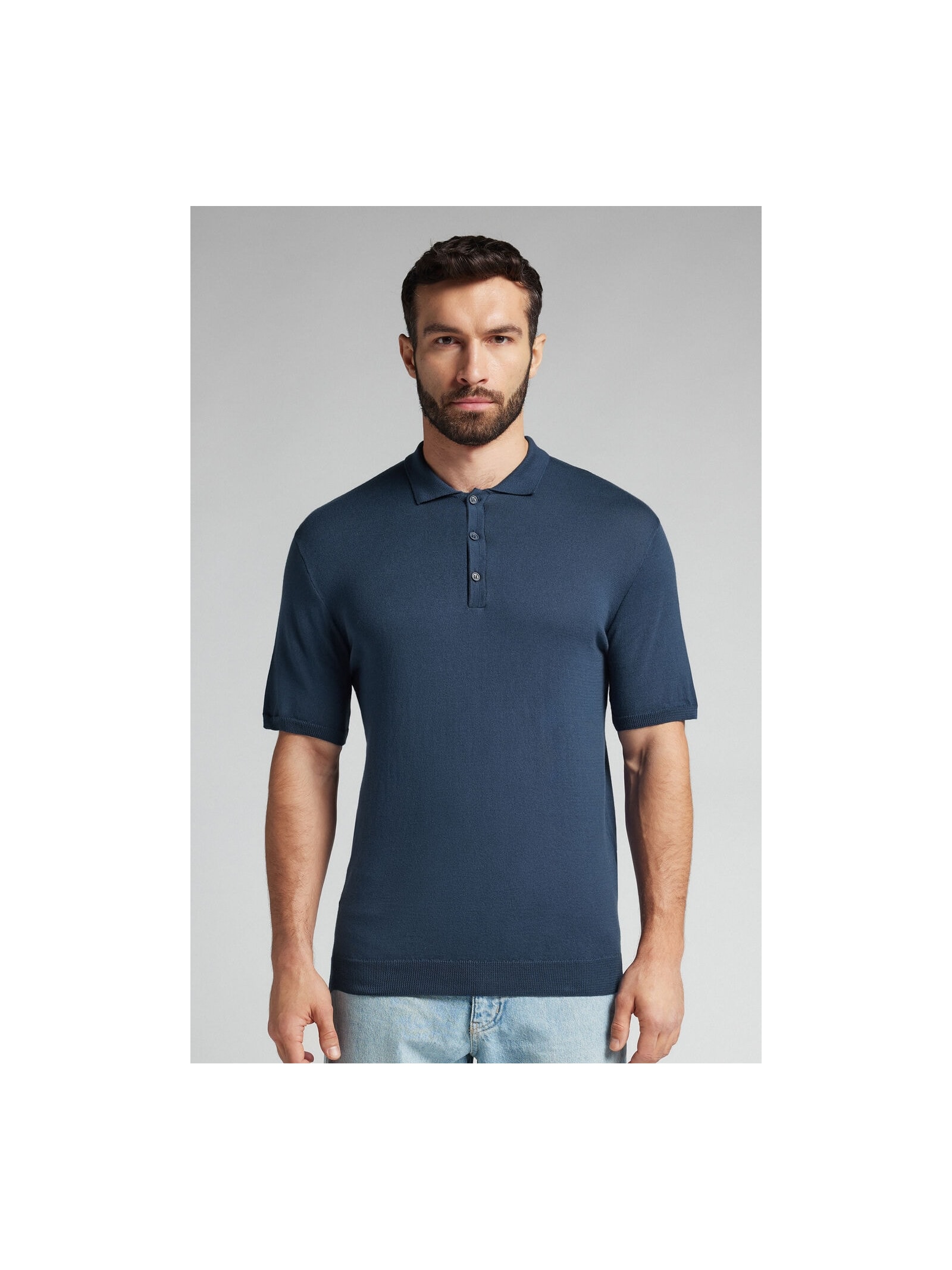Camiseta Polo Em Algodão Azul Intimissimi