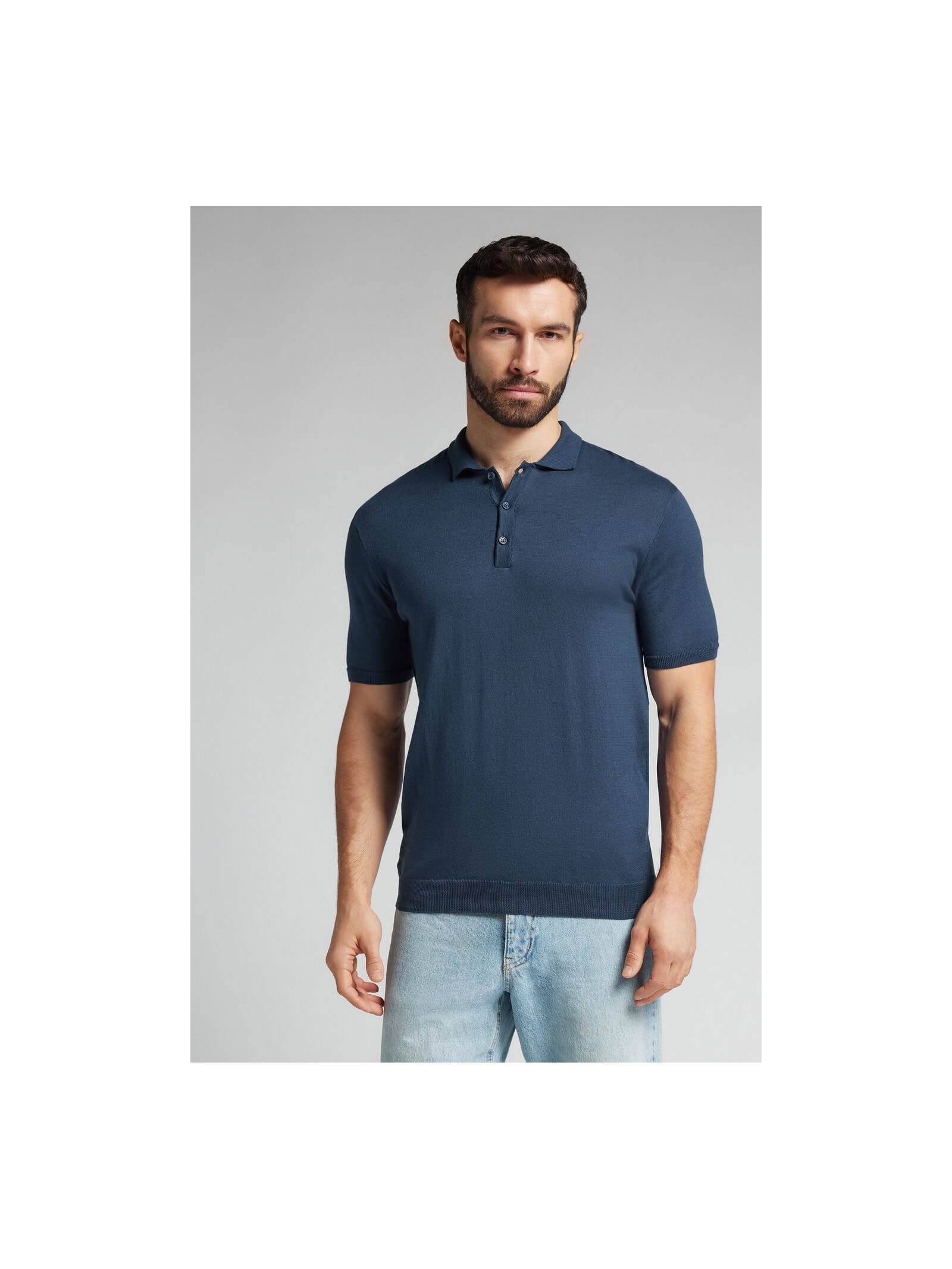 Camiseta Polo Em Algodão Azul Intimissimi