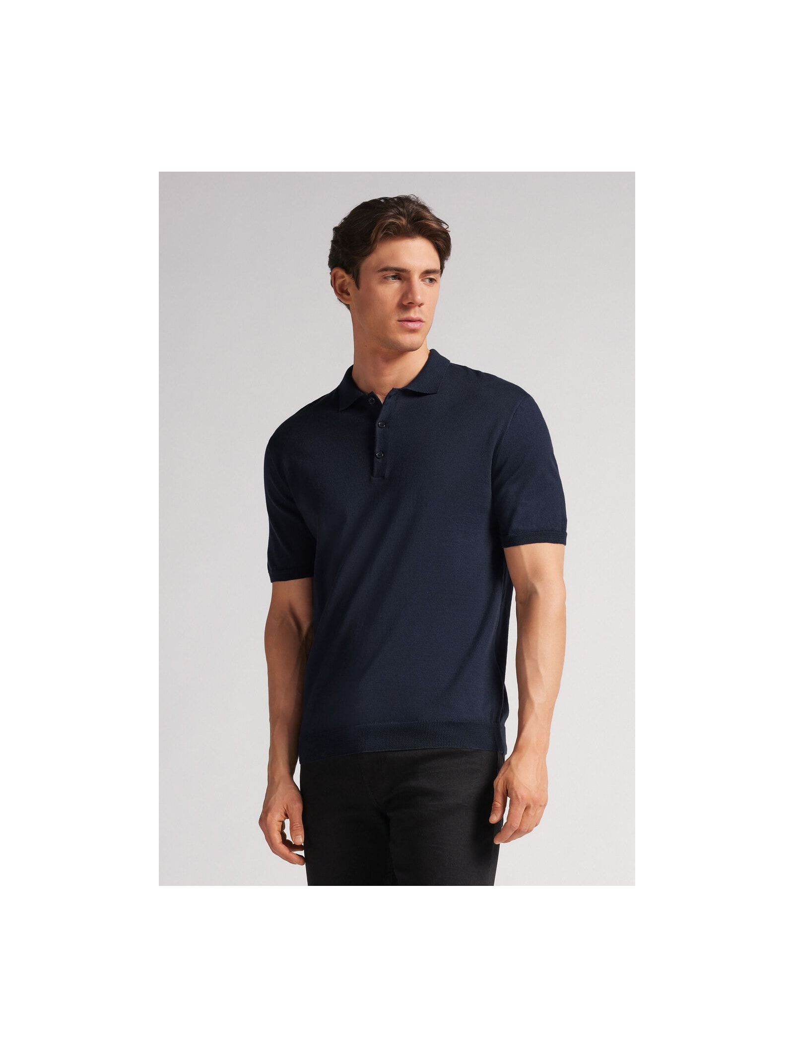 Camiseta Polo Em Algodão Azul Intimissimi