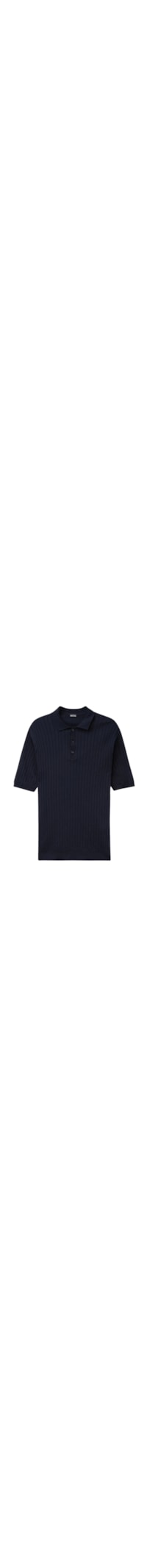 Camiseta Polo Em Algodão Canelado - Azul