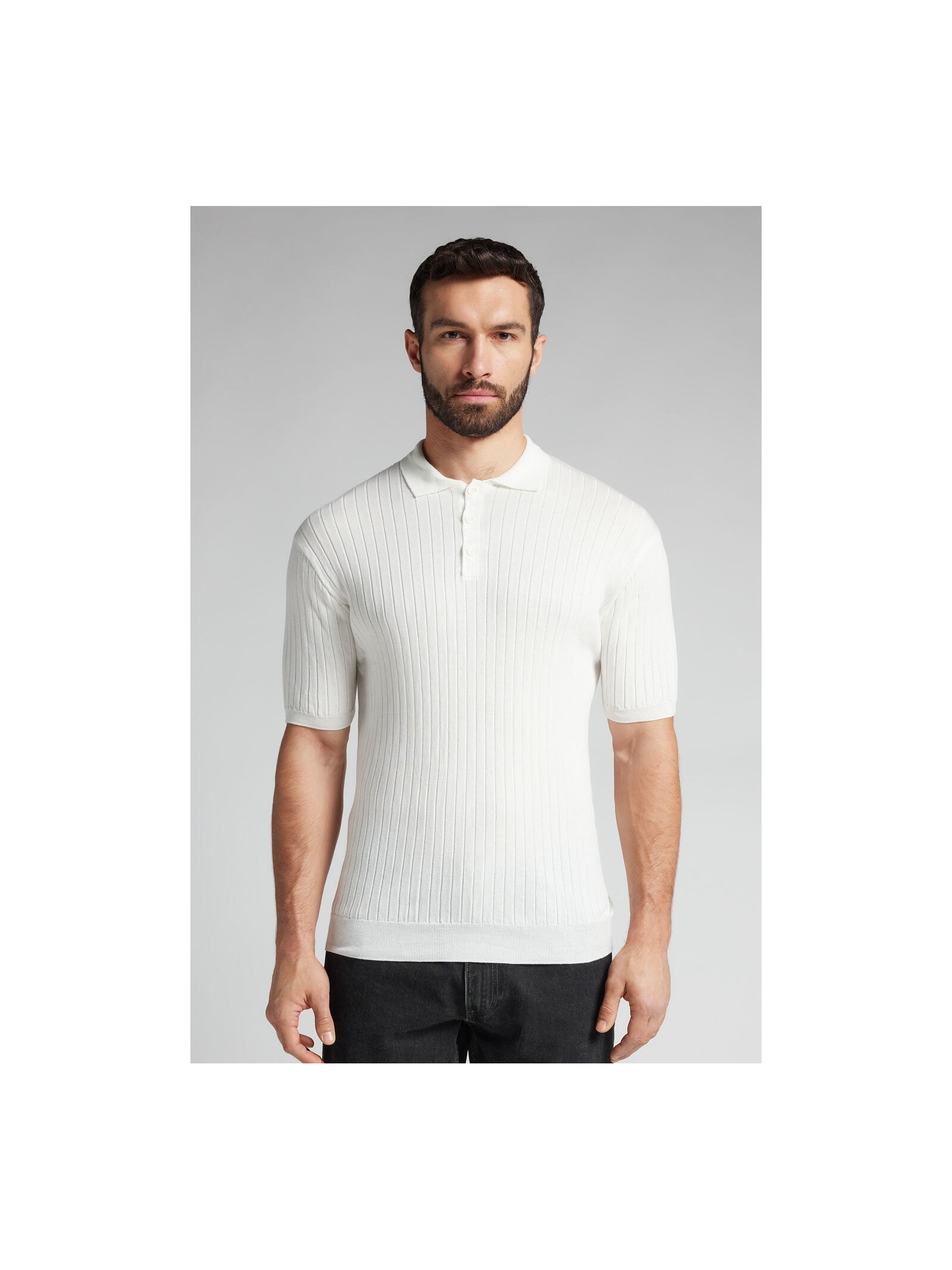 Camiseta Polo Em Algodão Canelado Branco Intimissimi