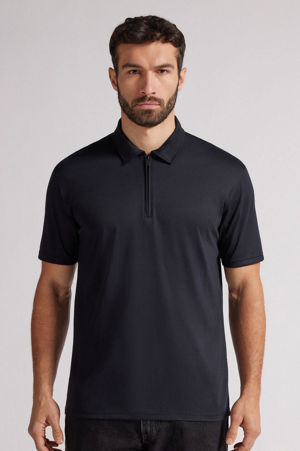 Camiseta Polo Em Algodão Premium - Preto