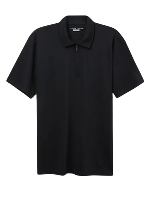Camiseta Polo Em Algodão Premium – Preto