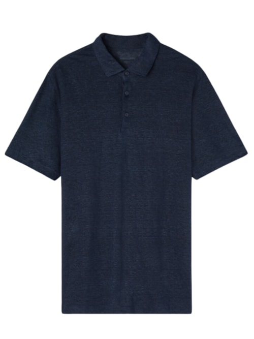 Camiseta Polo Em Linho – Azul