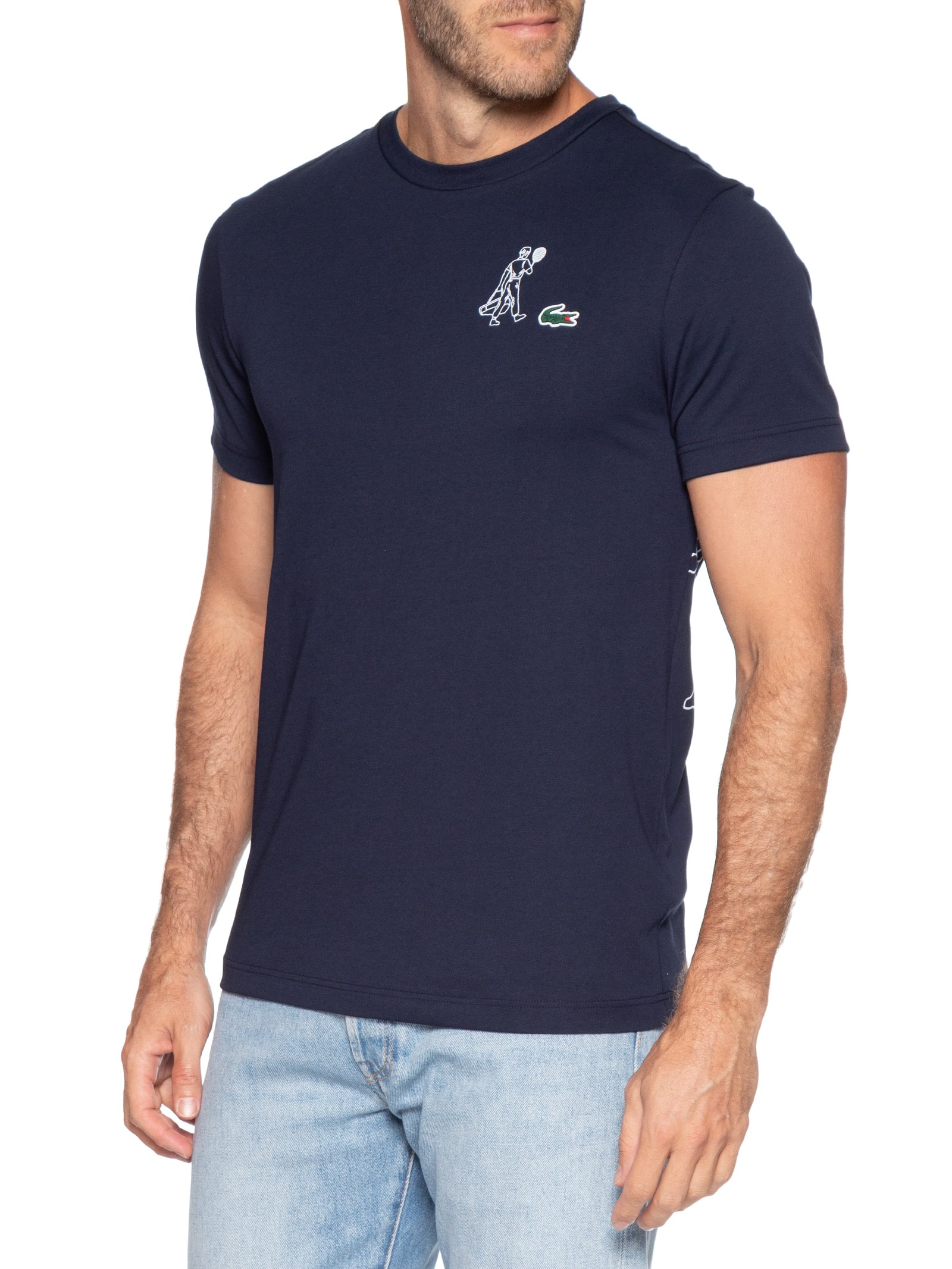 Camiseta Regular Fit Tech Jersey Heritage Azul Lacoste