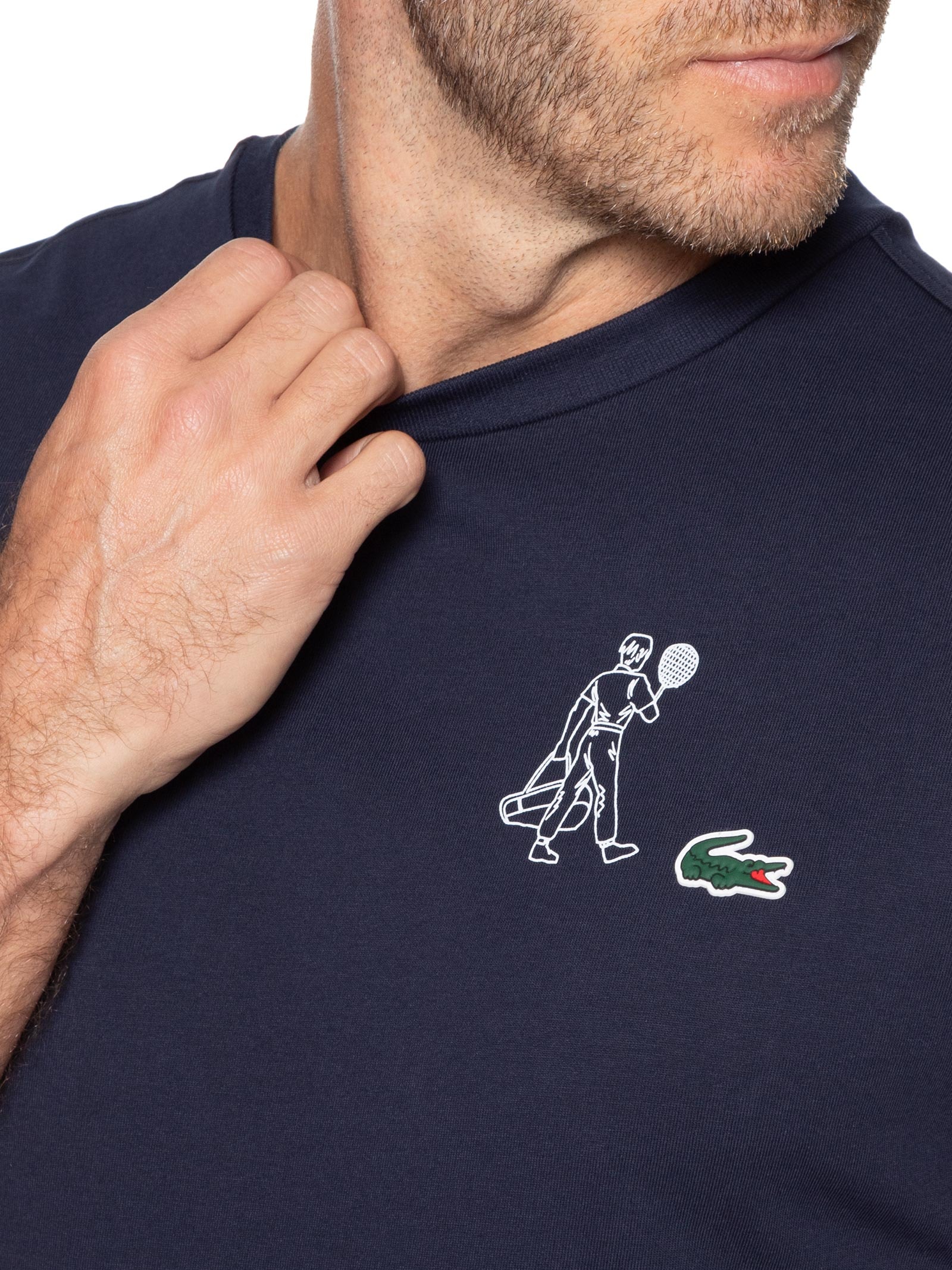 Camiseta Regular Fit Tech Jersey Heritage Azul Lacoste
