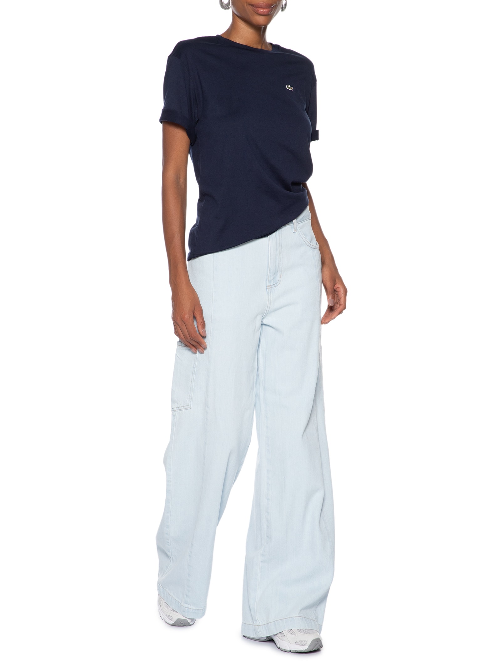 Camiseta Relaxed Fit Algodão Pima Azul Lacoste