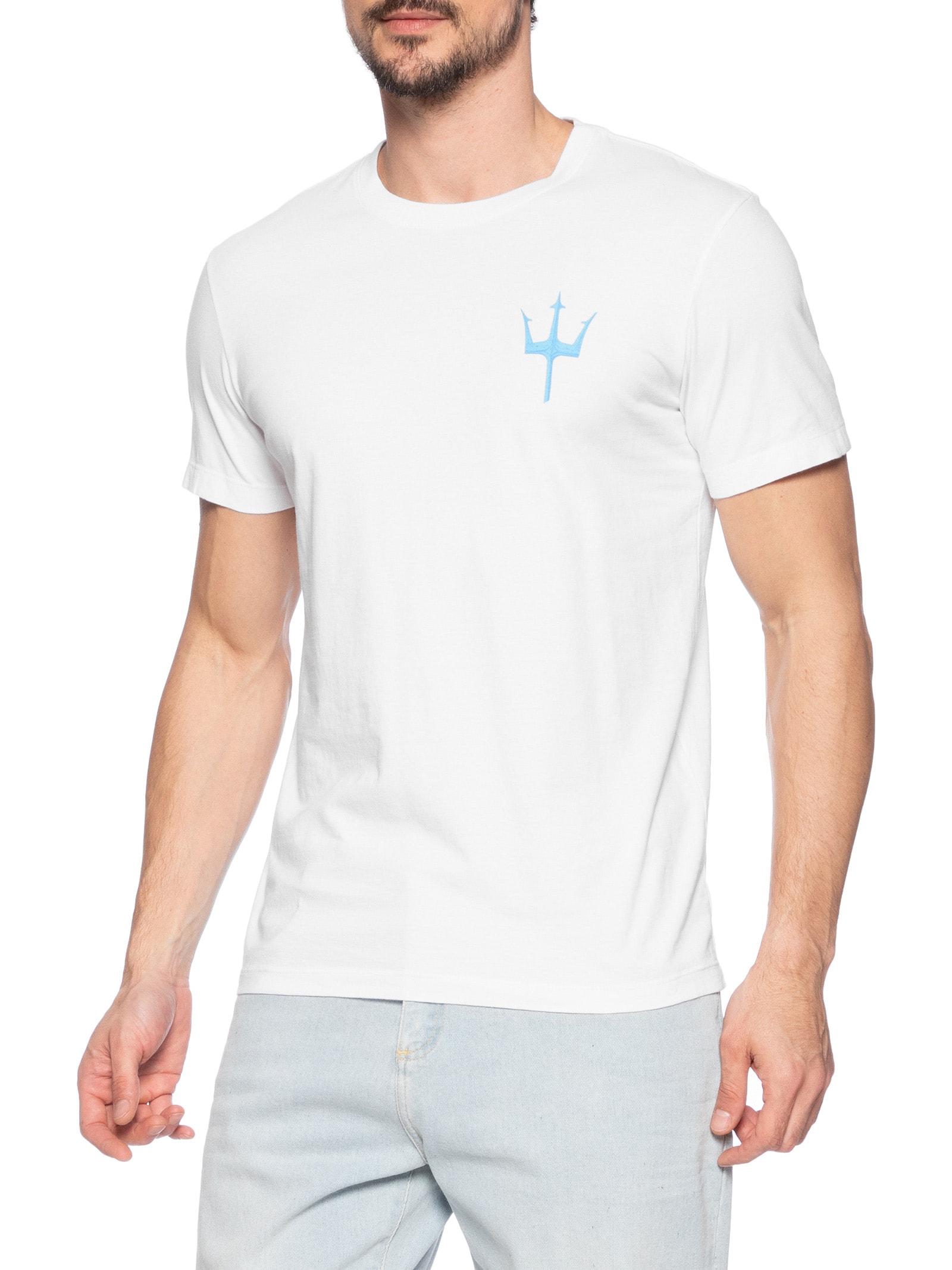Camiseta Slim Vintage Tridente Madeira Branco  Osklen