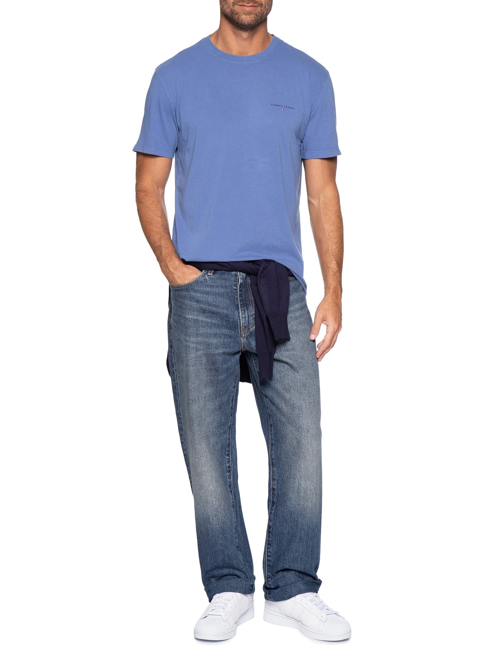 Camiseta TJM Linear Chest Tee Ext Azul Tommy Jeans