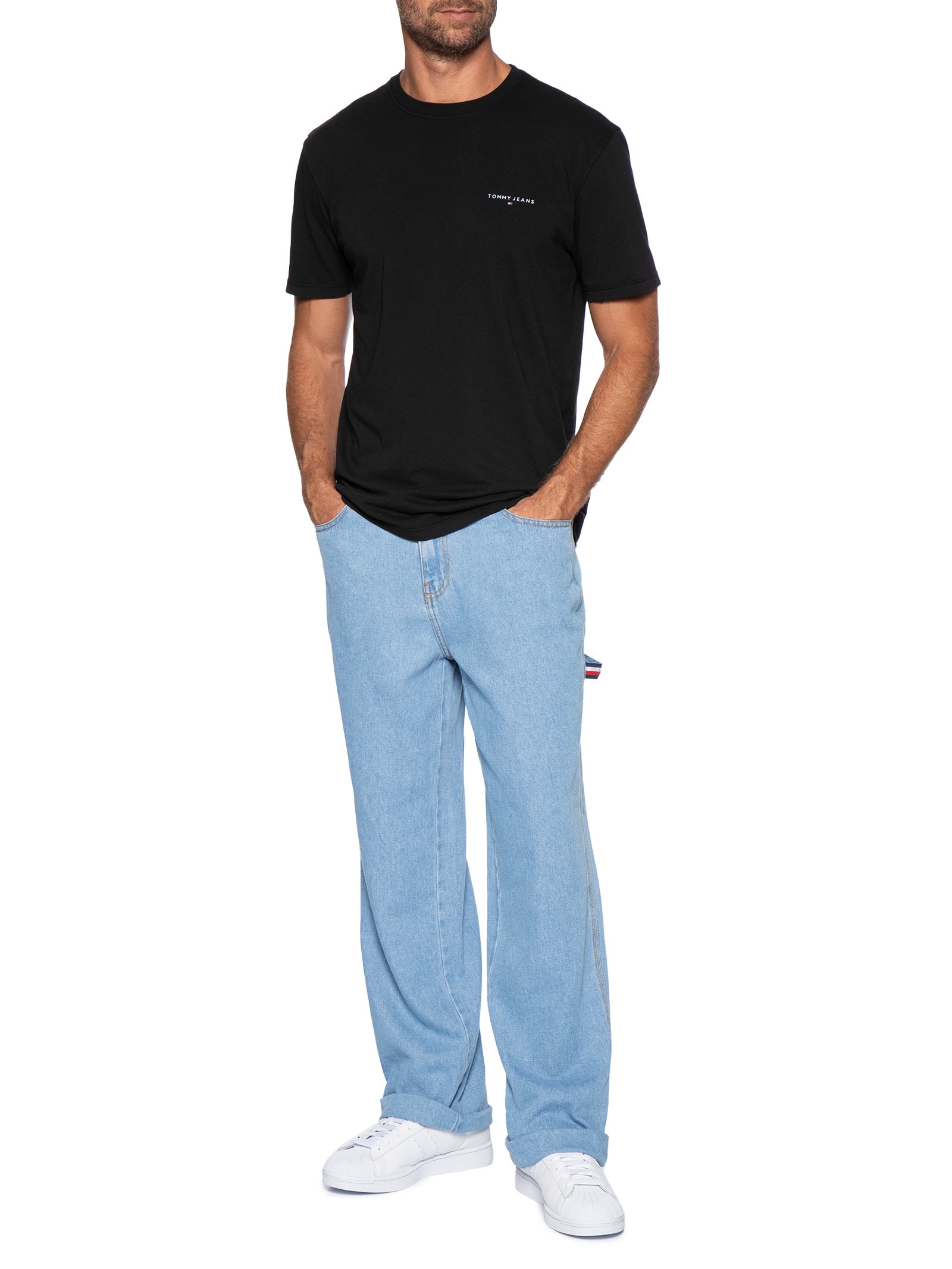 Camiseta TJM Linear Chest Tee Ext Preto Tommy Jeans