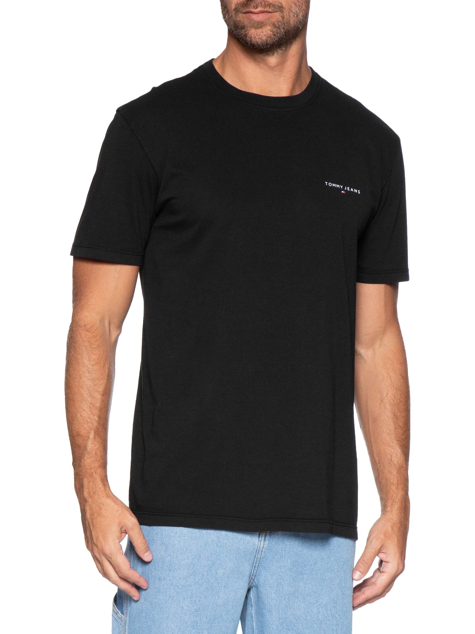 Camiseta TJM Linear Chest Tee Ext Preto Tommy Jeans