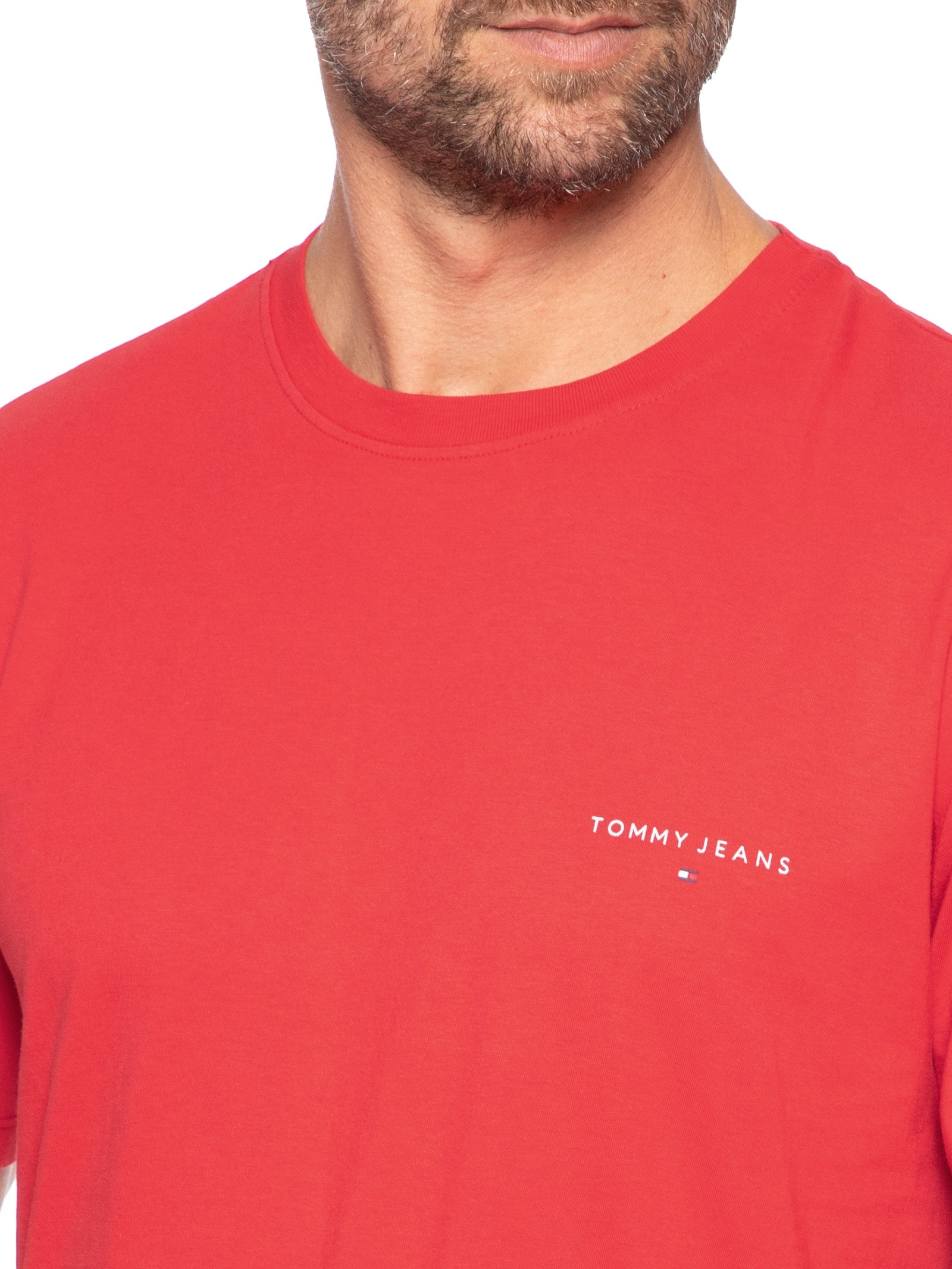 Camiseta TJM Linear Chest Tee Ext Vermelho Tommy Jeans