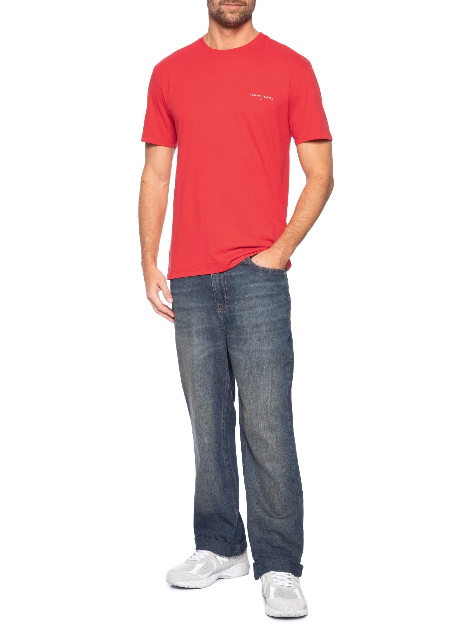 Camiseta TJM Linear Chest Tee Ext Vermelho Tommy Jeans