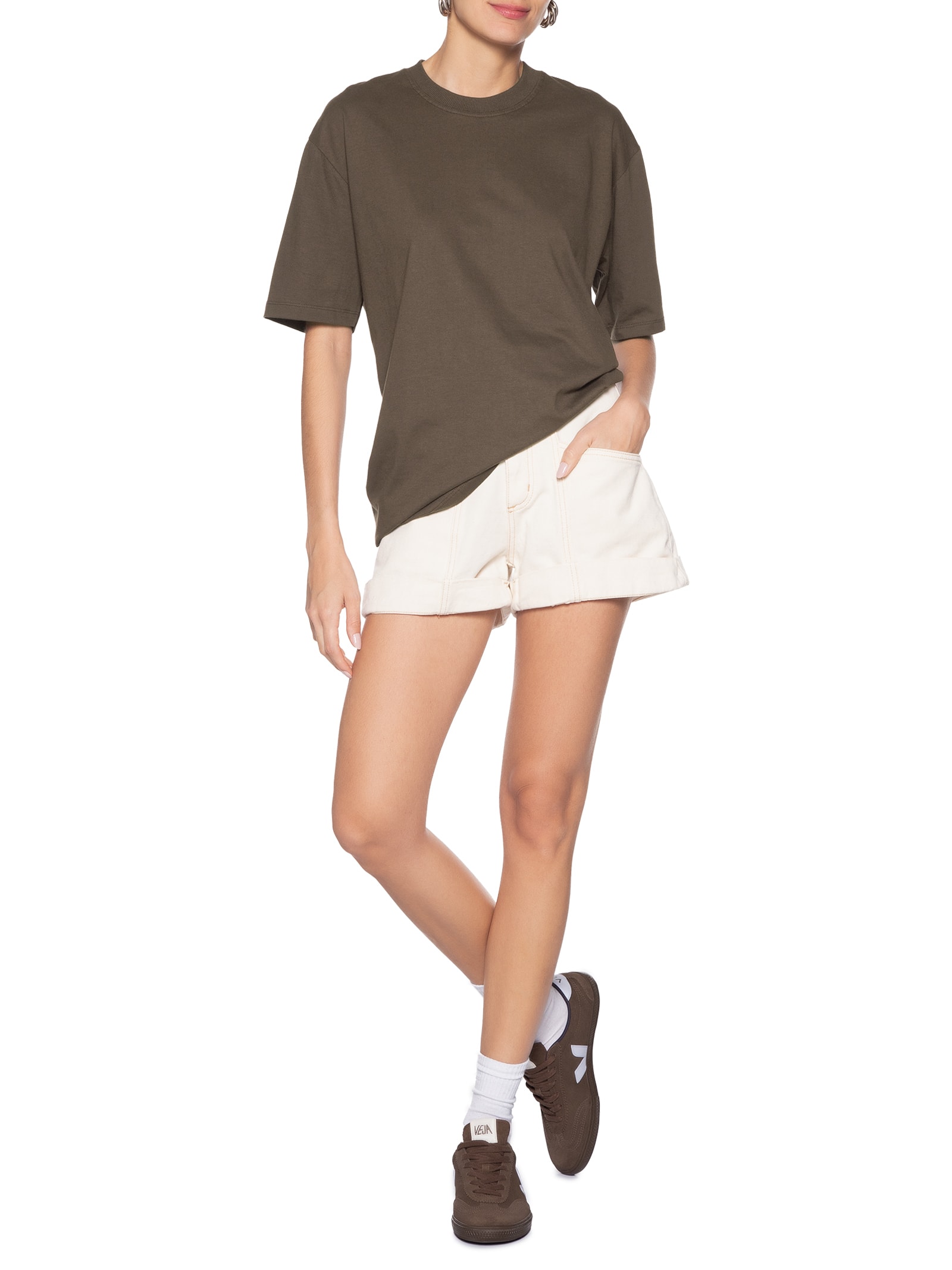 Camiseta Unissex Básica Oversized Marrom Basiq