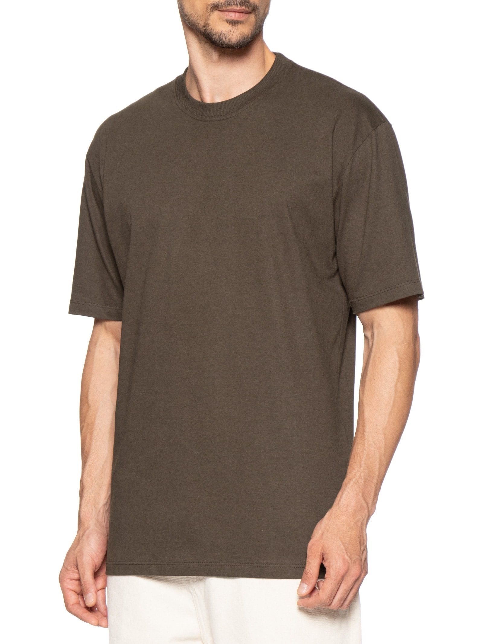 Camiseta Unissex Básica Oversized Marrom Basiq