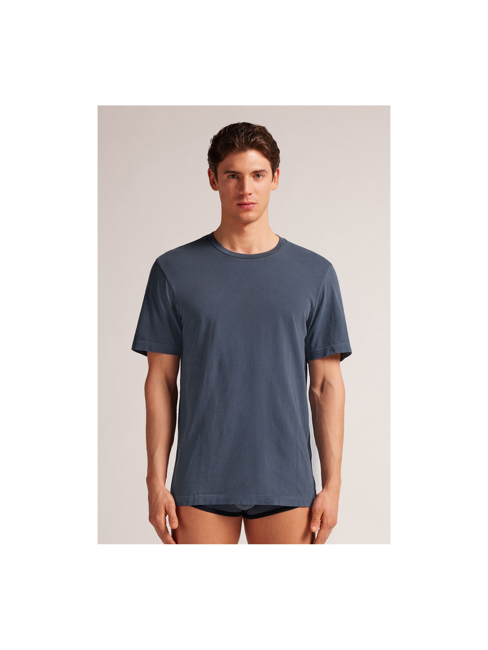 Camiseta Washed Collection Em Algodão Azul Intimissimi