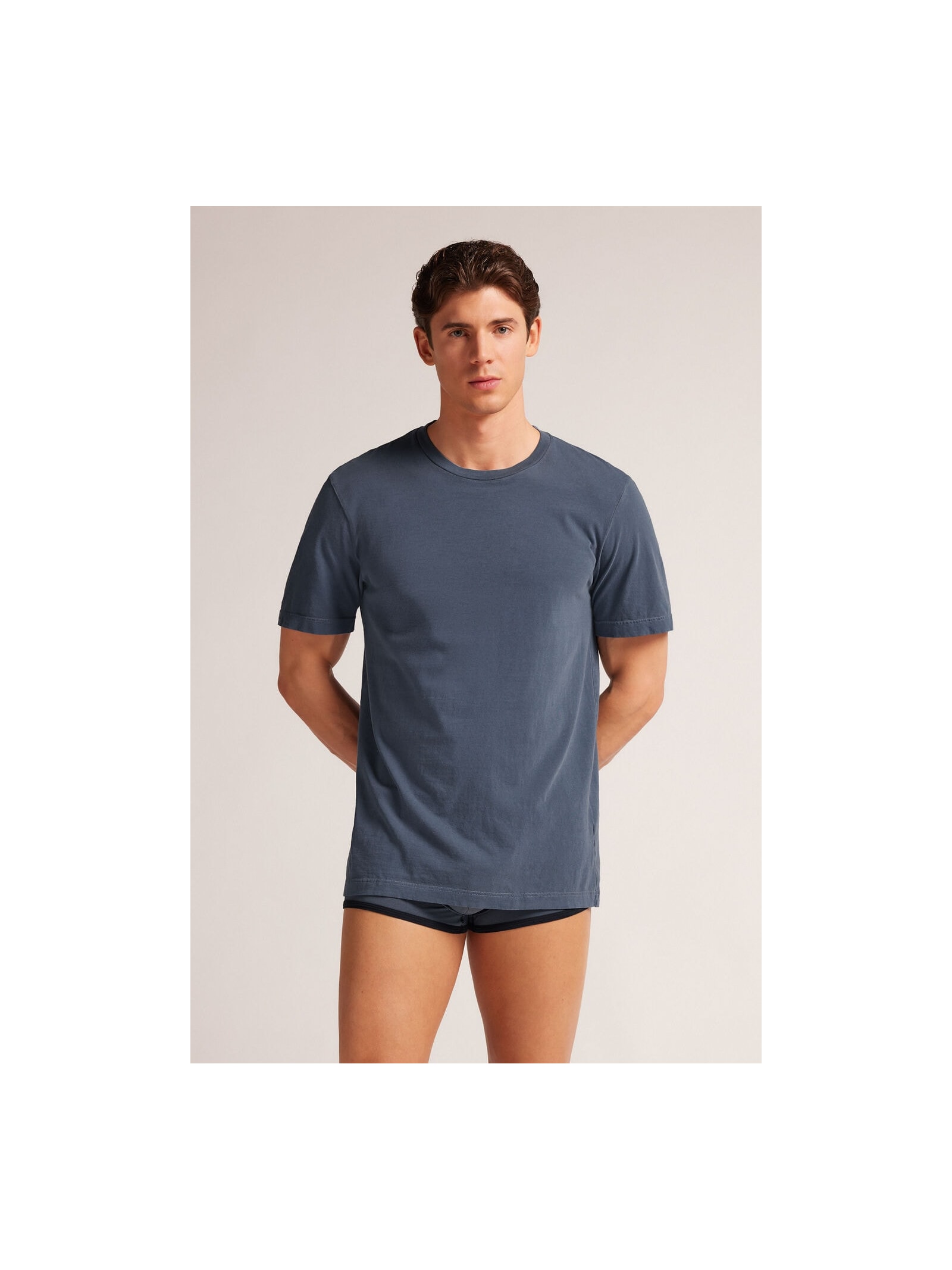 Camiseta Washed Collection Em Algodão Azul Intimissimi
