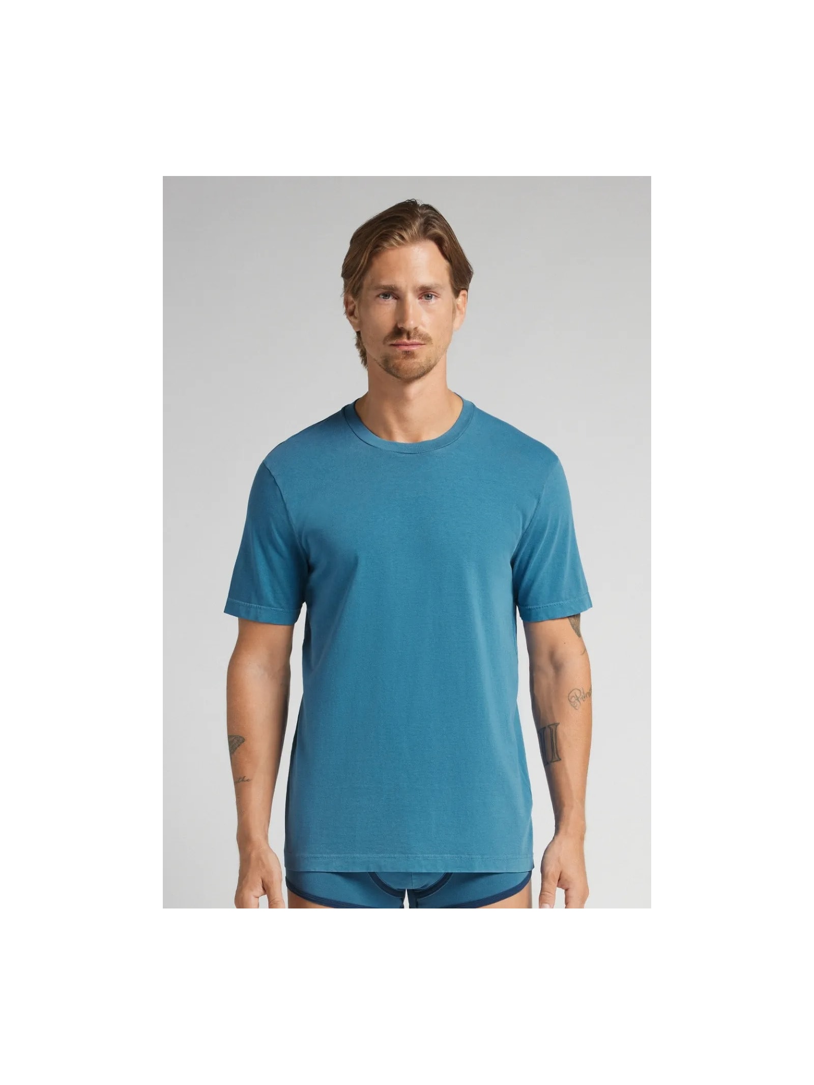 Camiseta Washed Collection Em Algodão Azul Intimissimi