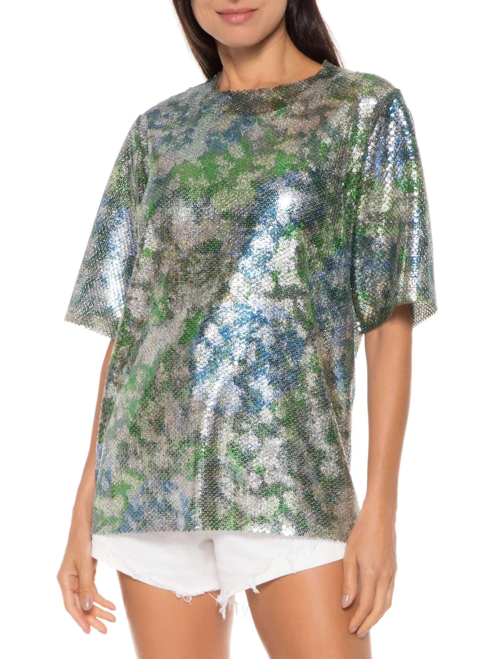 Camisetão Carnaval Paetê Prata Market 33