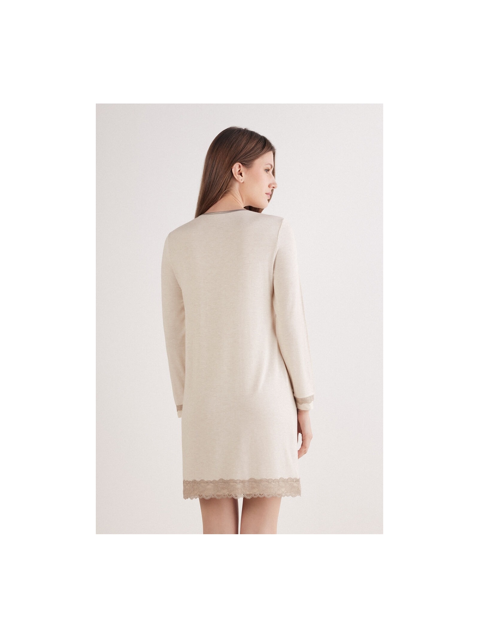 Camisola Aberta Com Detalhes Em Renda Off-White Intimissimi